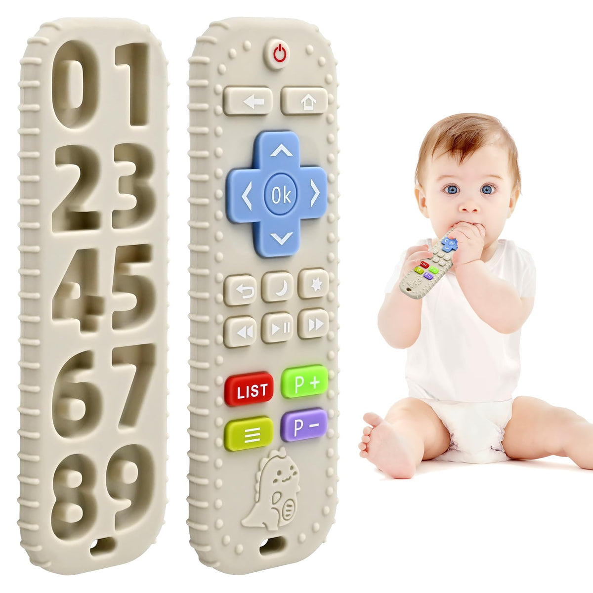 AiTuiTui Baby Teether for Teething Relief Baby Toys 0 3 6 9 12 Months, Sensory Silicone Remote Control Baby Teether Toy for Babies Newborn Infant Boy Girl Autism Toys for Baby Gifts