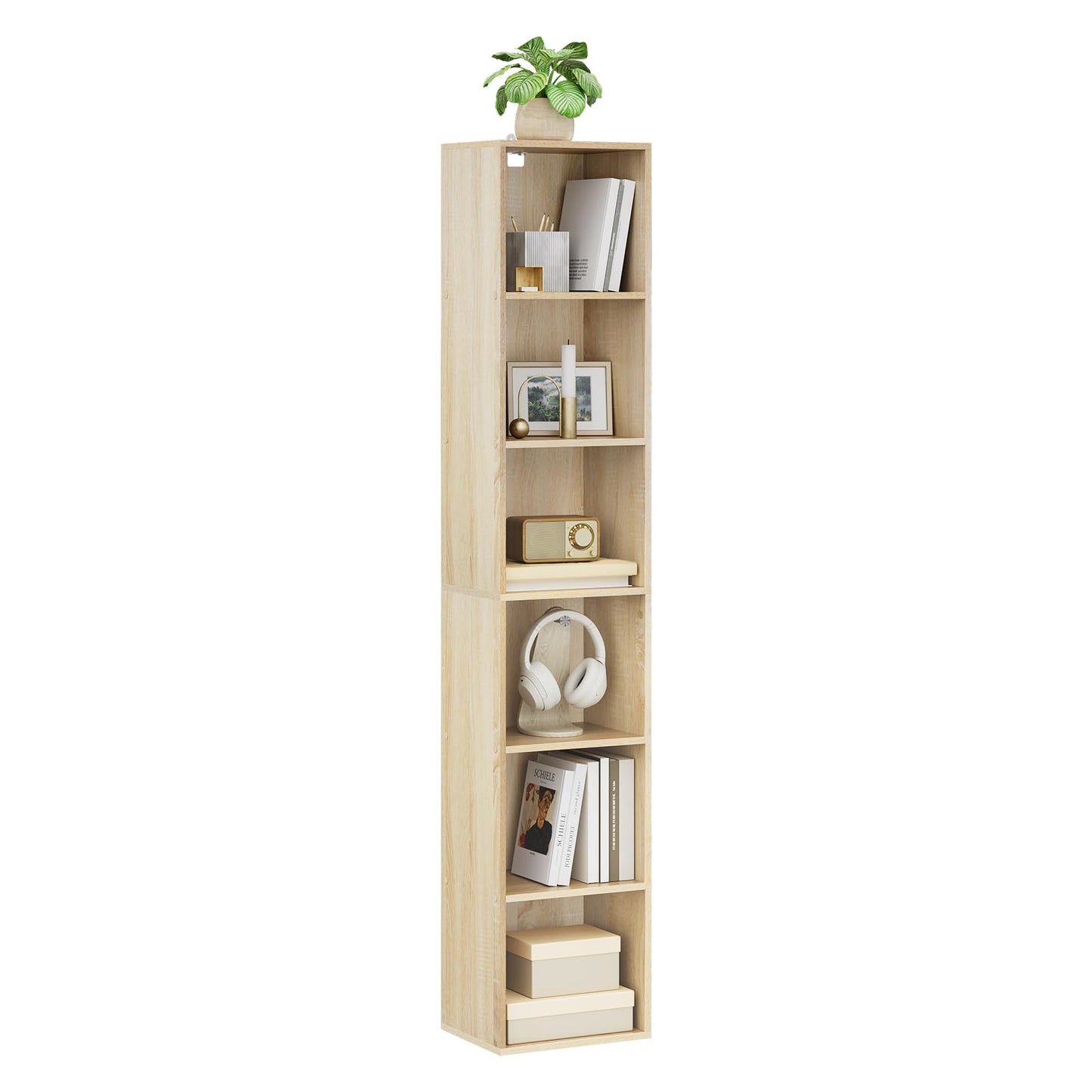 WOLTU Bookcase, White Book Shelf 6 Storage Cubes Unit, Tall Freestanding Bookcases for Living Room,Bedroom