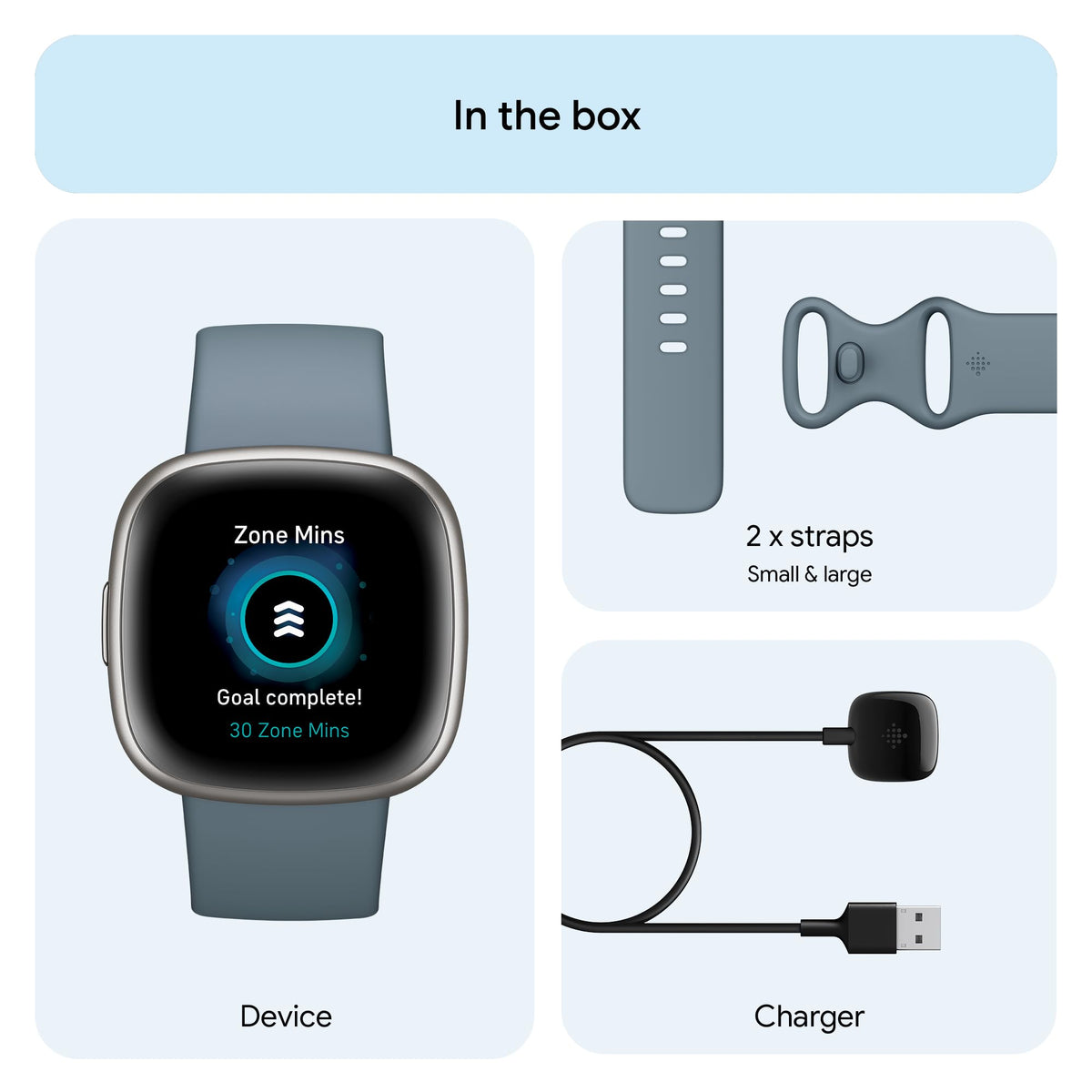 Fitbit Google Versa 4 Fitness Smartwatch with 3 Months Google Health Membership Included and up to 6 days battery life - compatible with iOS & Android, Black/Graphite Aluminium