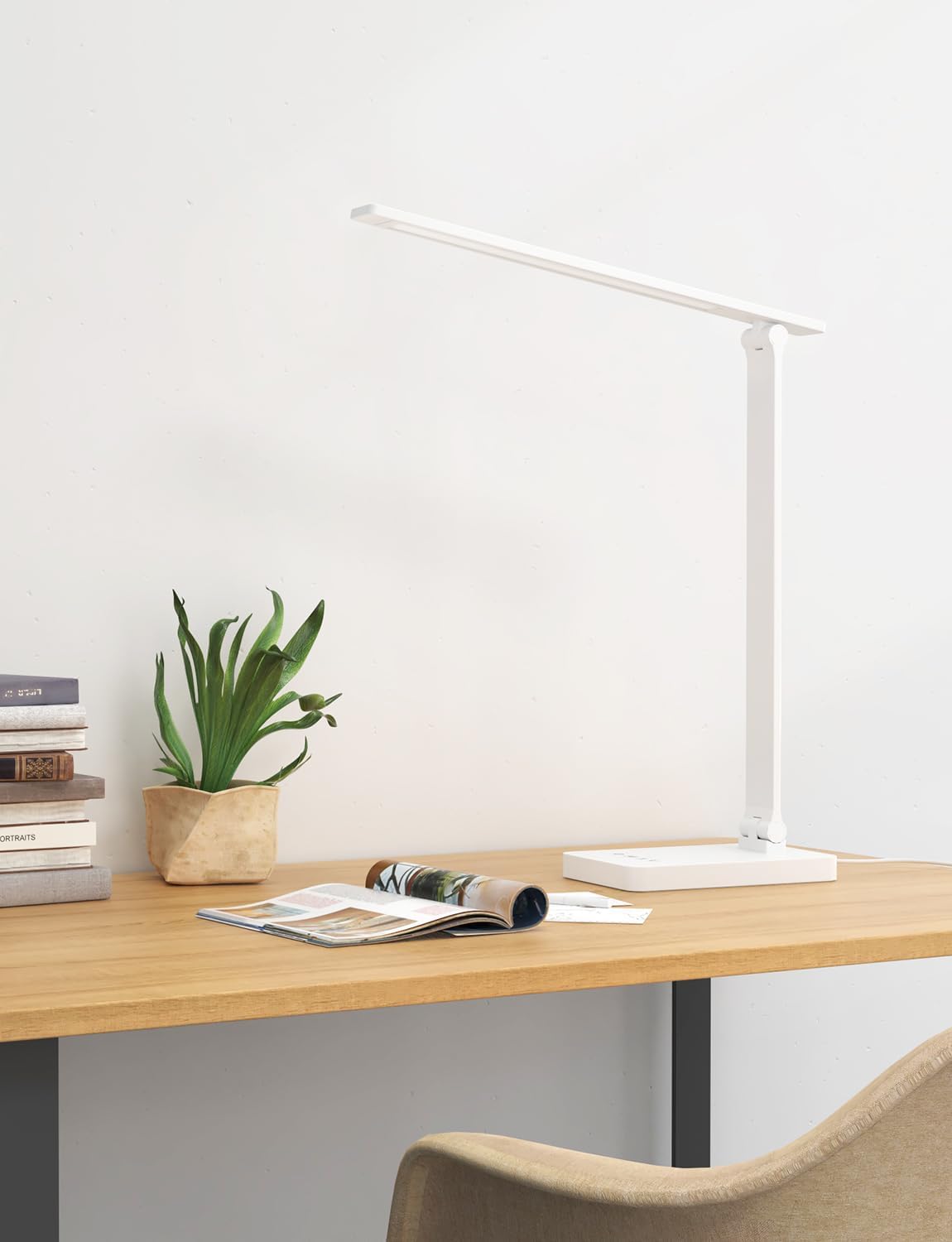 Lepro LED Desk Lamp, 700lm Office Desk Lamp with USB Charging Port, White