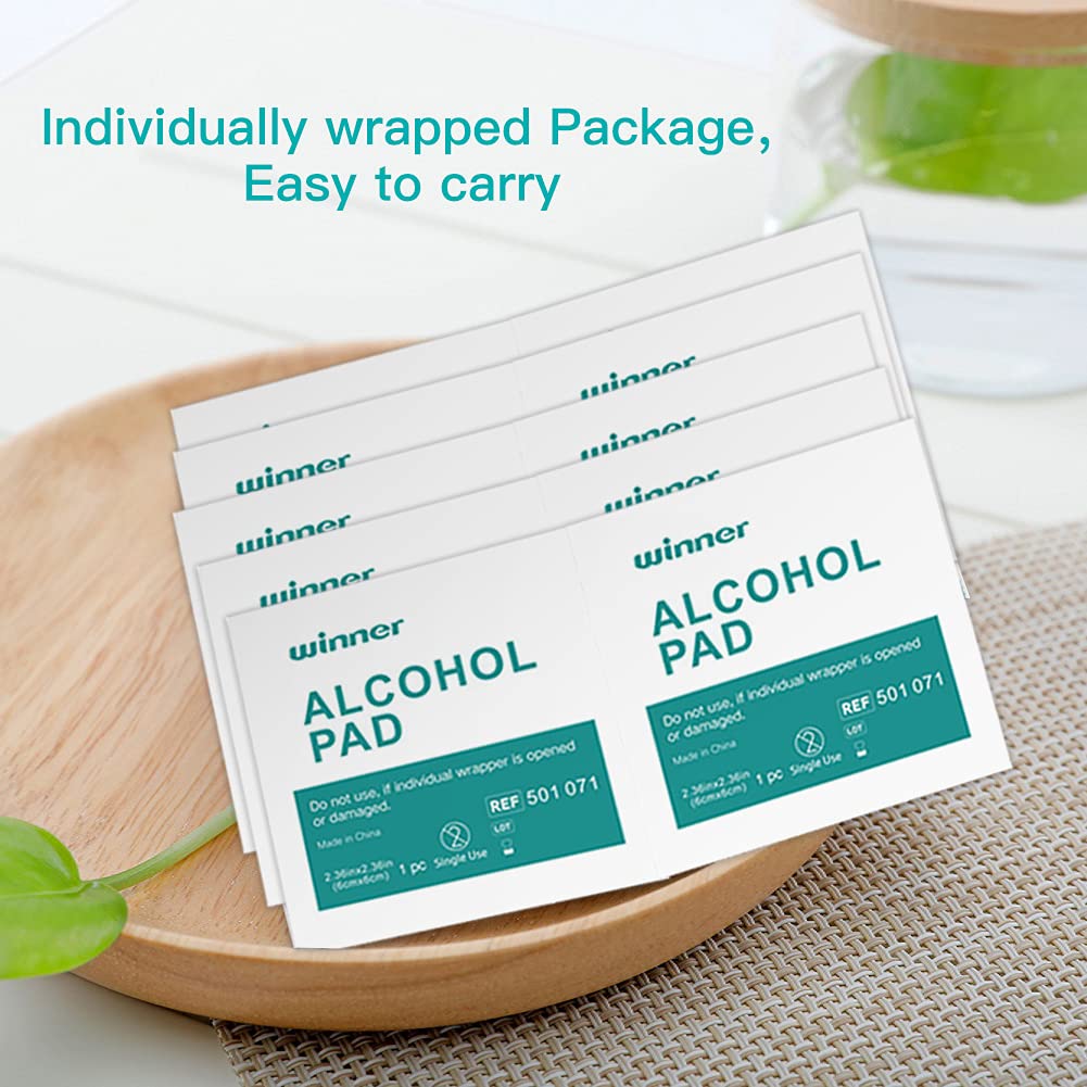 Winner Medical Alcohol Wipes 11cm*15cm, 50 Pcs, 75% Ethanol Hand & Skin Disinfecting Wipes, Individually Wrapped Sterile Alcohol Swabs, 4 Layers of Sterile Alcohol Pre Pads