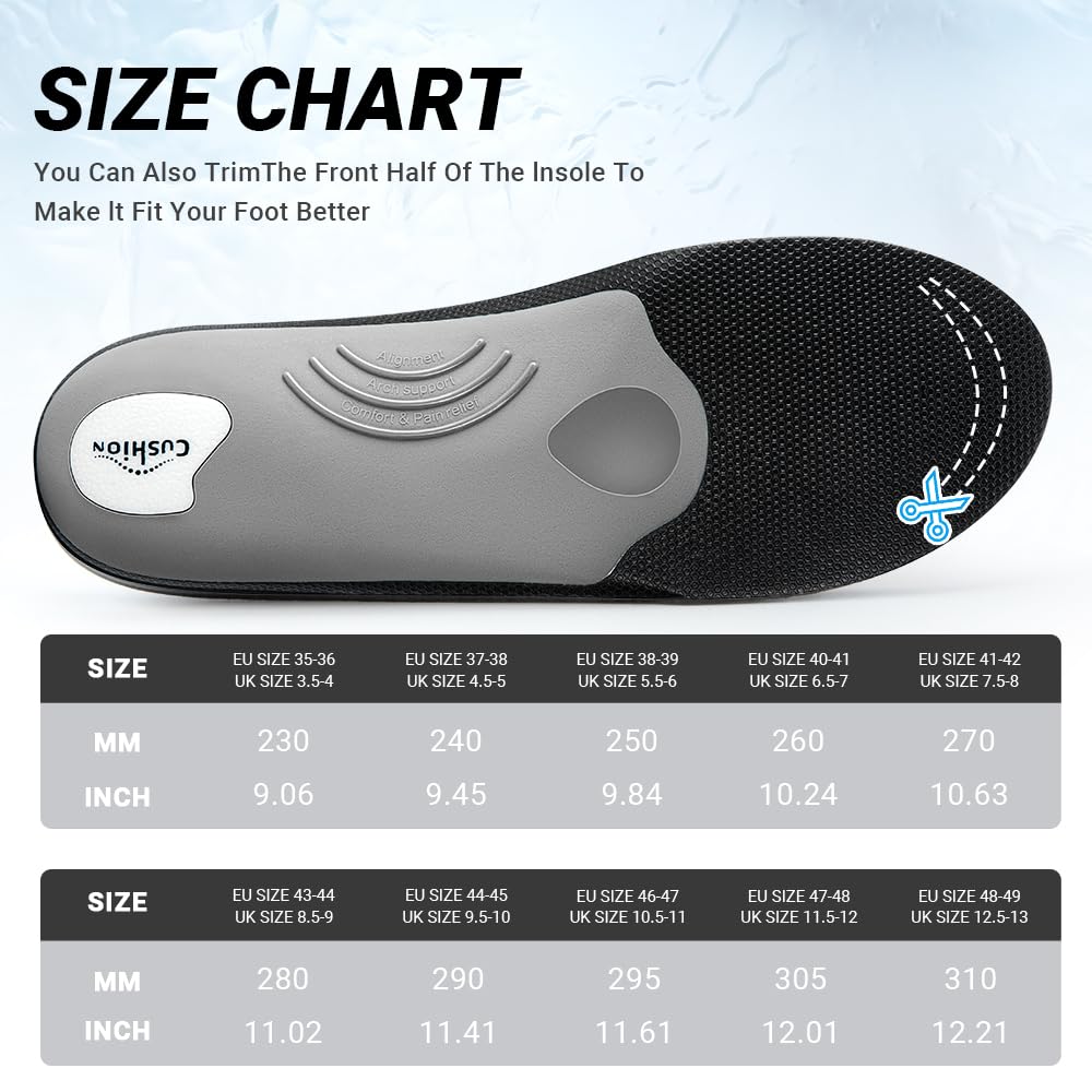 VALsole Orthotic Insole,Arch SupportFor Insole,Plantar FasciitisInsole,for OverPronation,Flat Feet,Metatarsalgia,Heel Pain, Insoles for Men and Women,Blue (UK 13-31cm, Blue-V227) (Pack of 2)