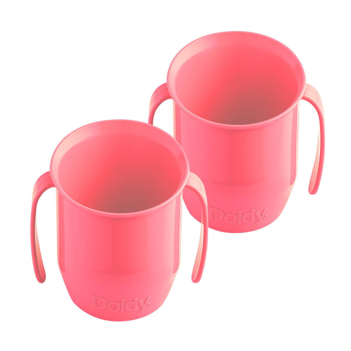 Doidy Cup, Open Cup for Training Baby 6 Months-3 Years, 200ml, Slanted Weaning Cup with Handles for Learning to Drink, BPA Free, 2 Pack (Orange)