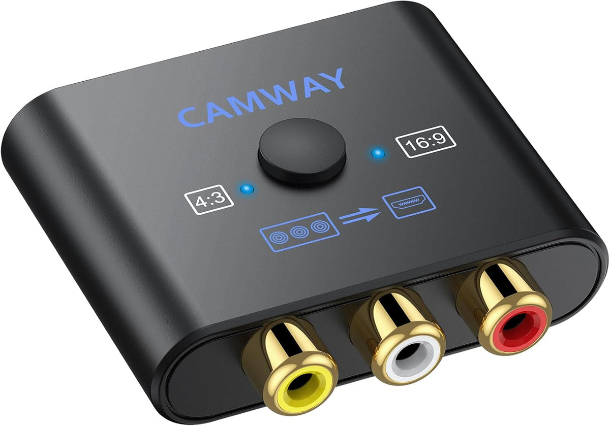 CAMWAY RCA to HDMI Converter, 1080P AV Adapter, 4:3/16:9, No HDMI Cable