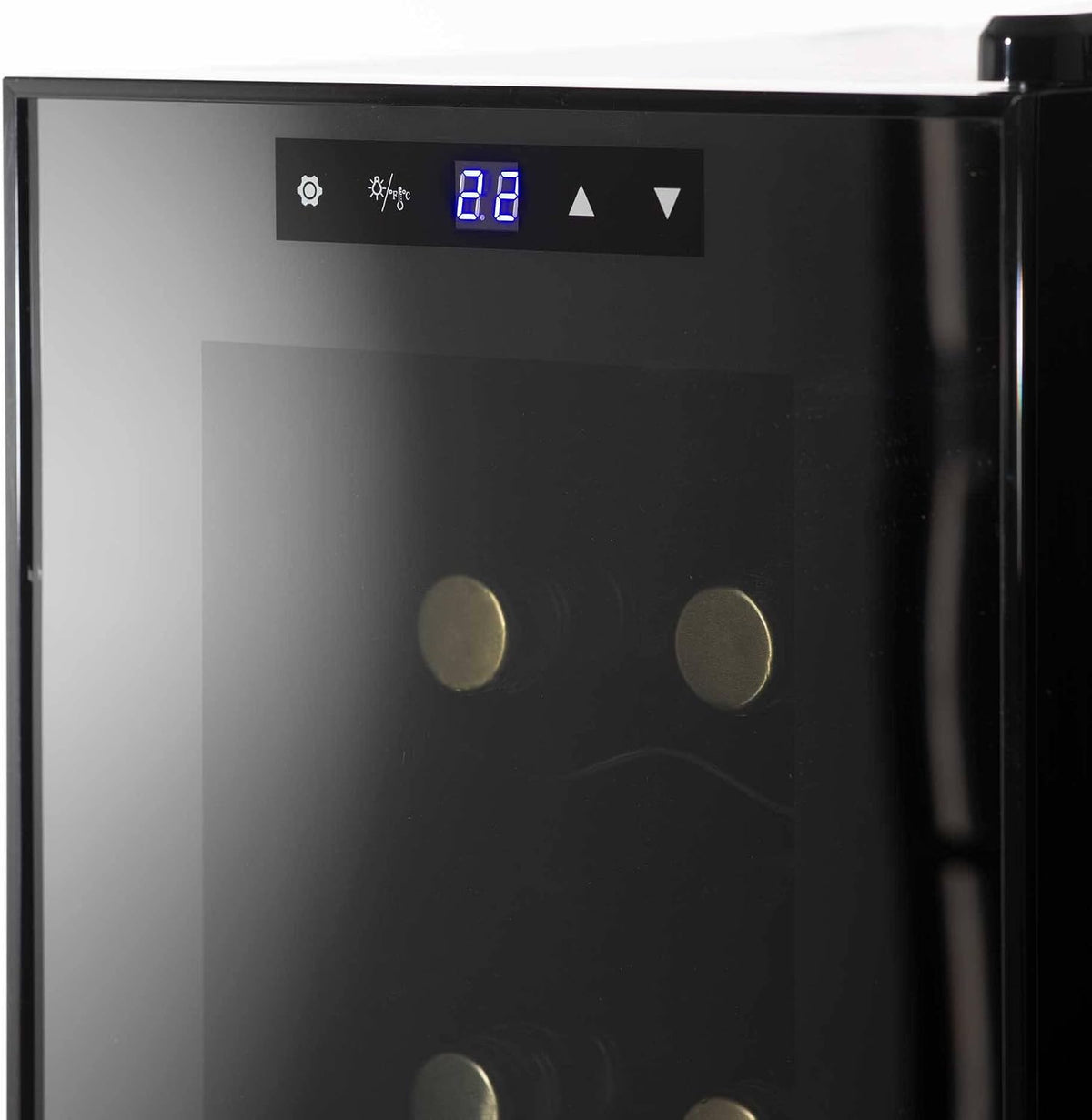 Dellonda Baridi 12 Bottle Wine Fridge with Digital Touch Screen Controls, Metal Shelves & LED Light, Black - DH73
