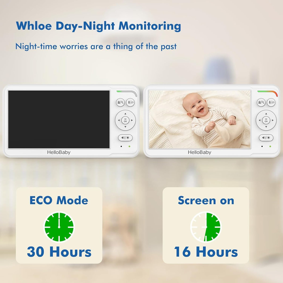 HelloBaby HB6550 Baby Monitor with Camera and Night Vision, 5" Split Screen