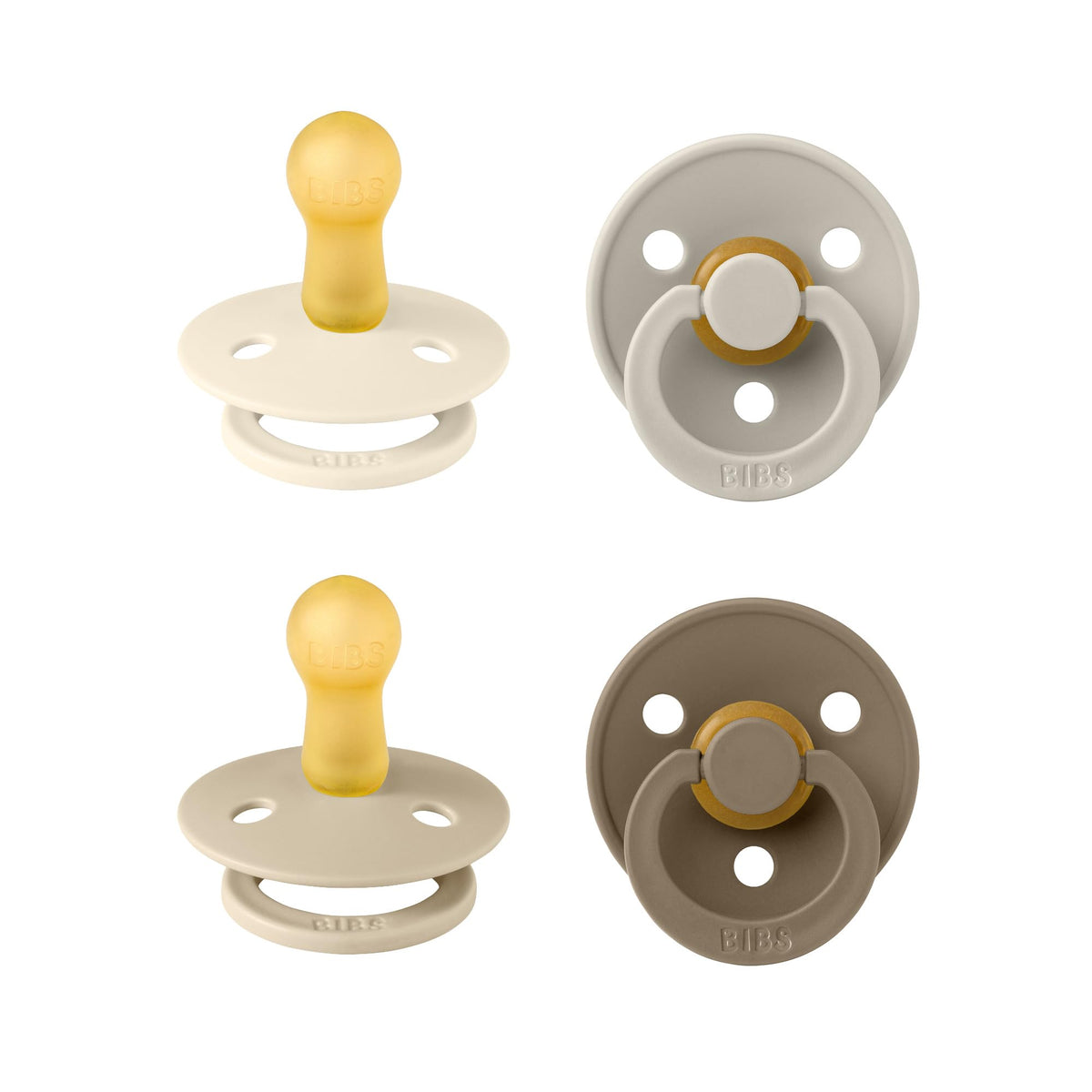 BIBS Colour Glow Dummy, 0-6 Months, 4-Pack, Ivory/Sage/Sage Glow/Cloud Glow