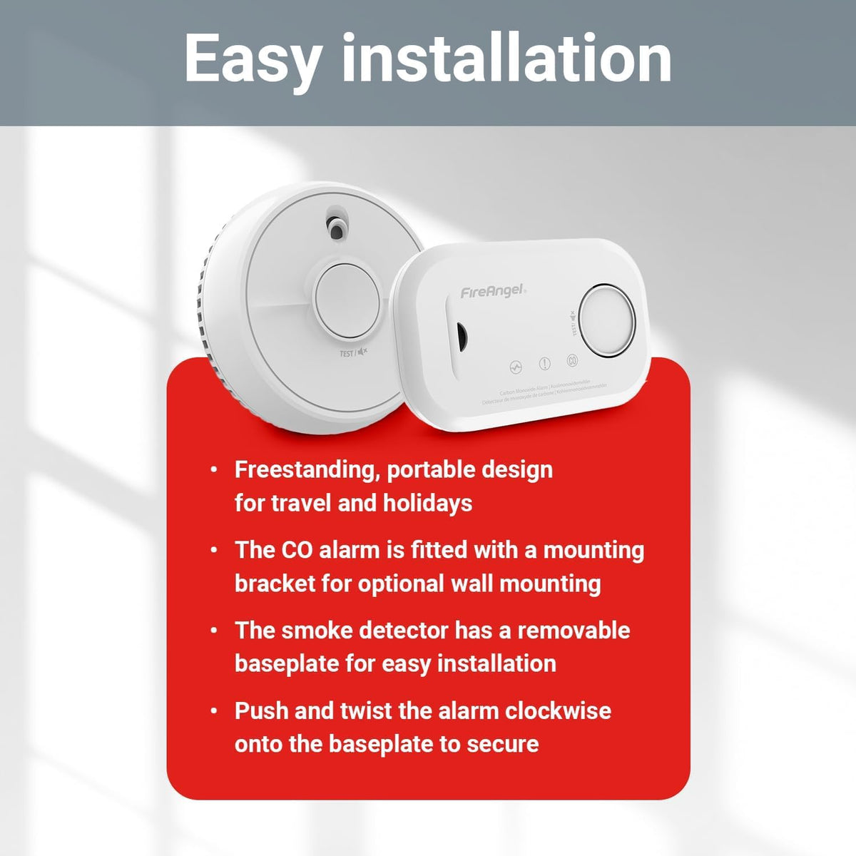 FireAngel SB1-R Smoke Alarm and FA6813 Carbon Monoxide Detector Set