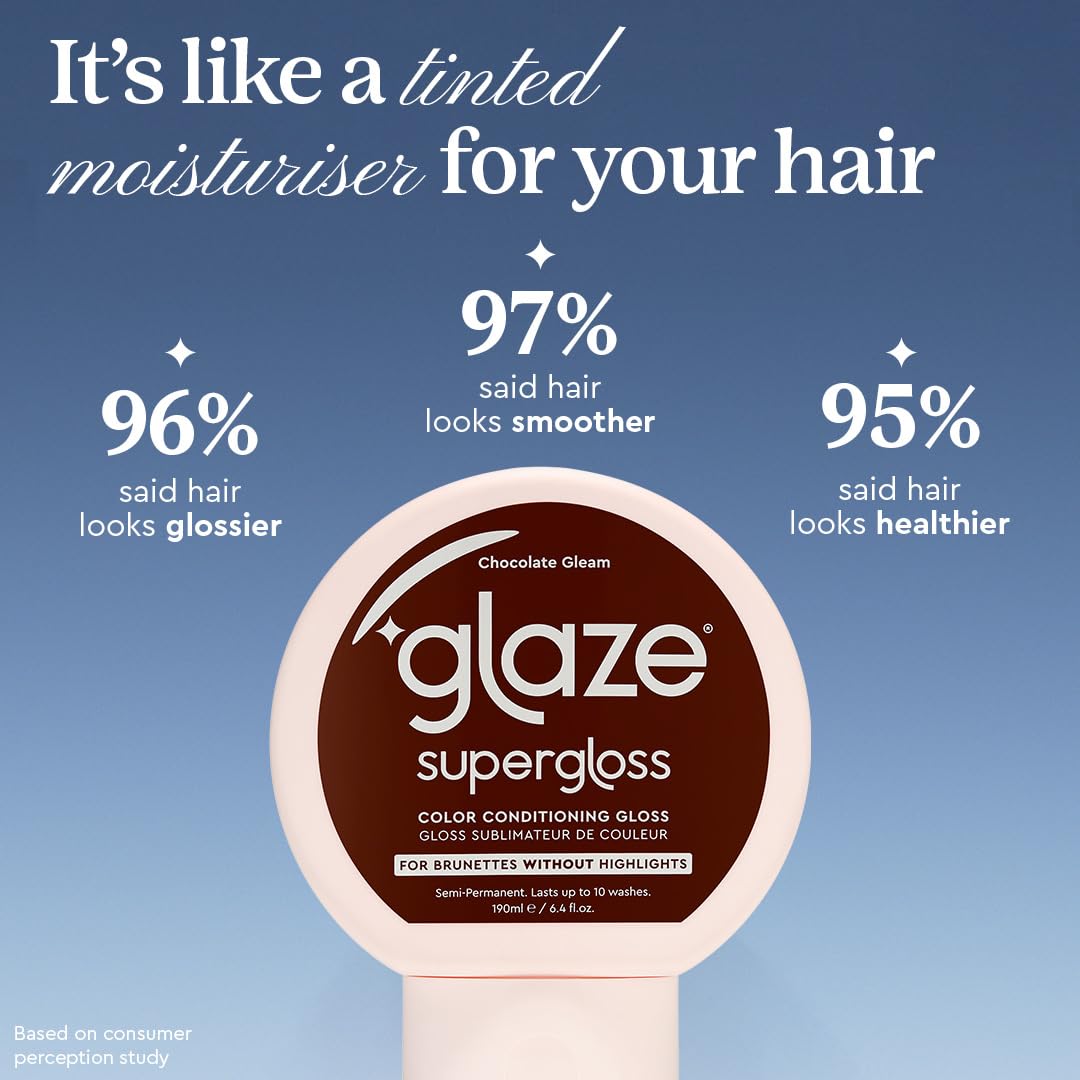 Glaze Supergloss Color Conditioning Gloss – Hydrating Semi-Permanent Colour Hair Gloss & Shine Boost – For Natural, Unbleached Dark Brown Hair – 190ml - Sleek Espresso