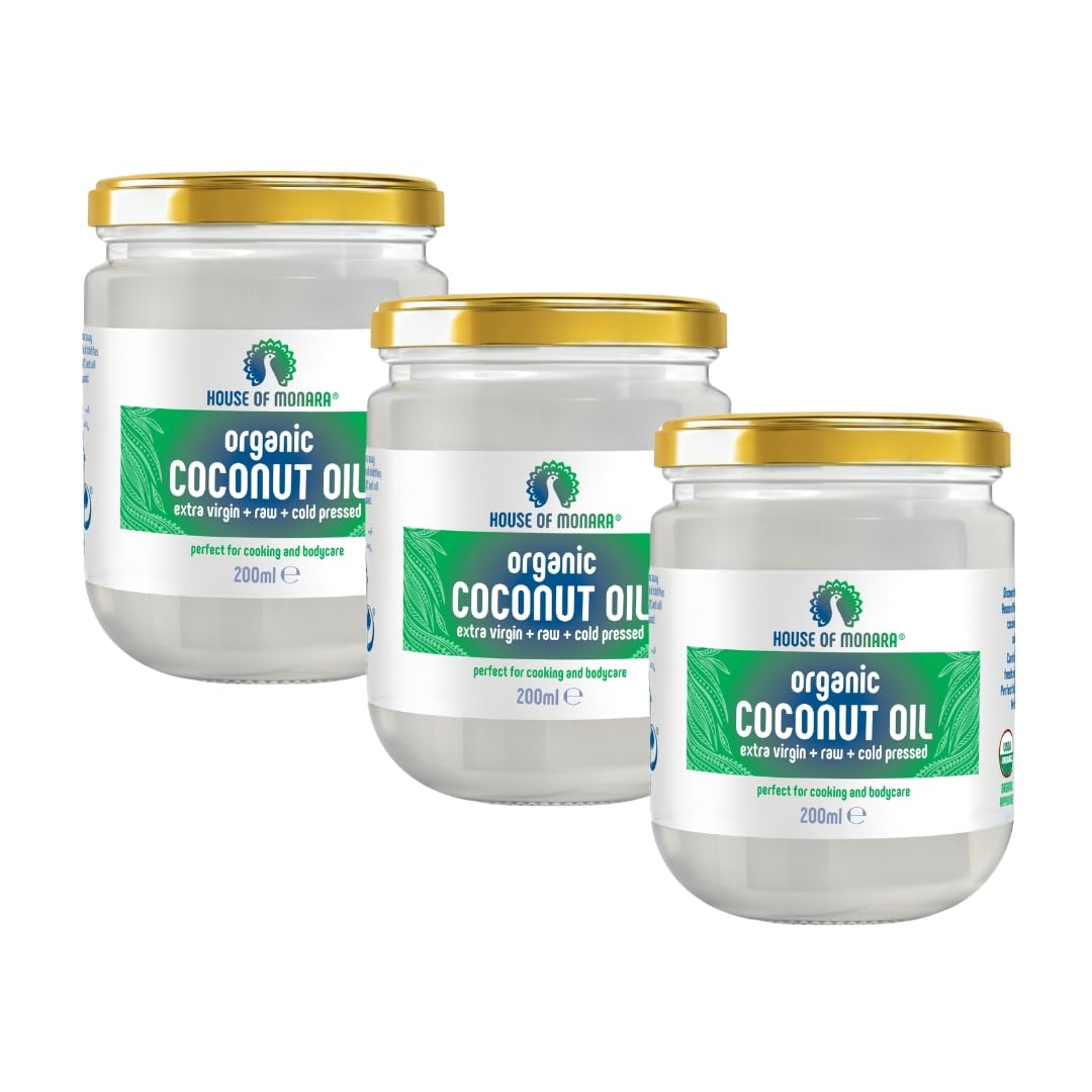 House of Monara Organic Extra Virgin Coconut Oil Pure, Raw and Cold Pressed 200 ml