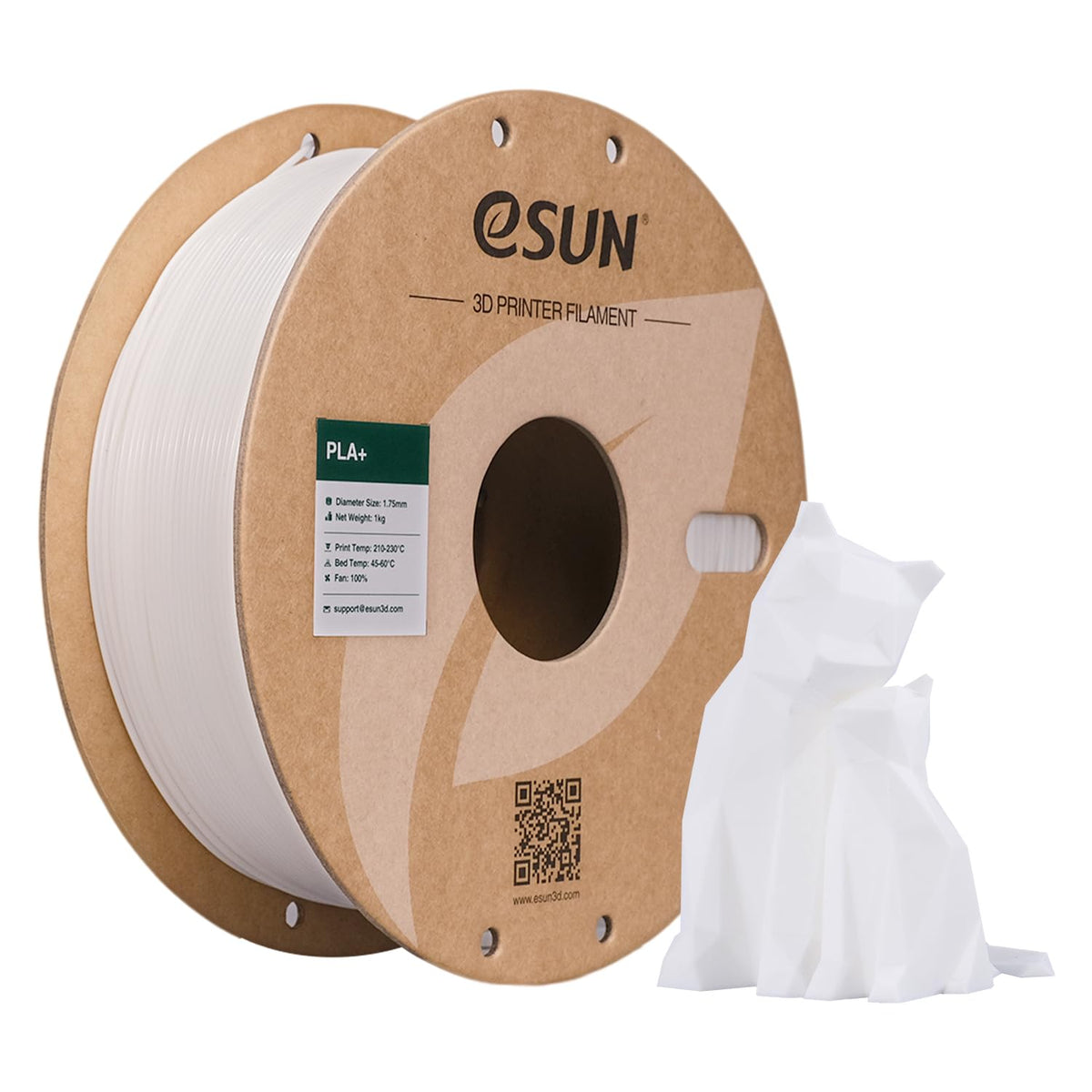eSUN PLA+ 3D Printing Filament 1KG(2.2lbs), Enhanced Toughness, Cold White