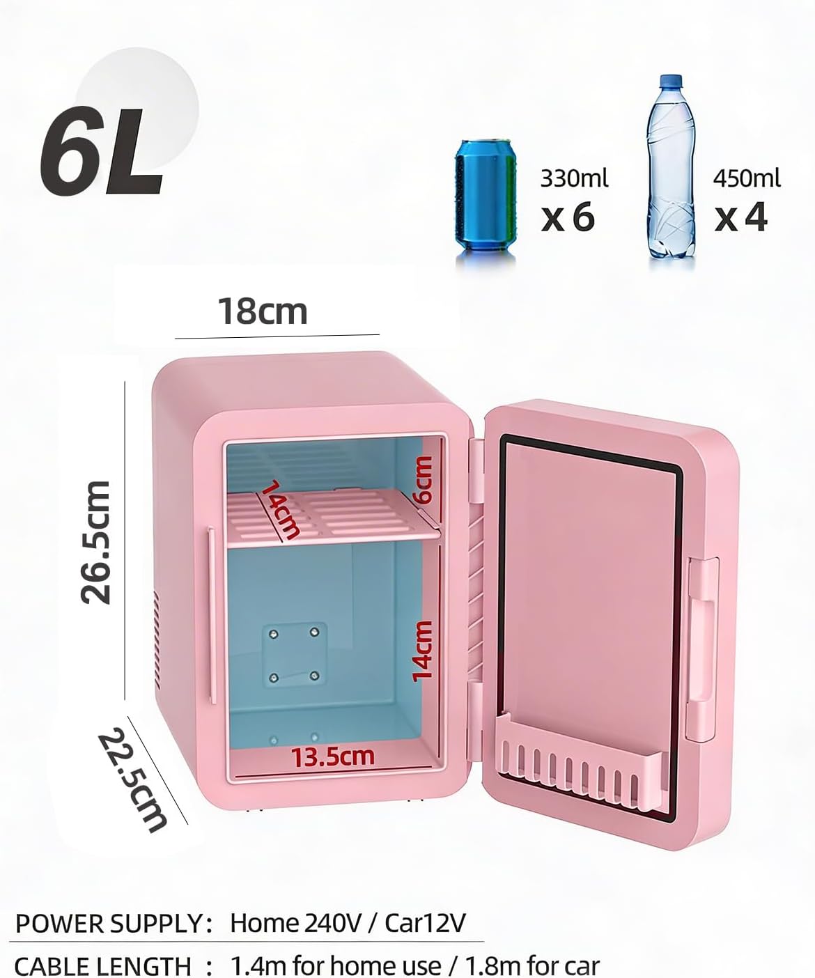 6L Skincare & Makeup Mini Fridge, Cooler & Warmer with LED Mirror