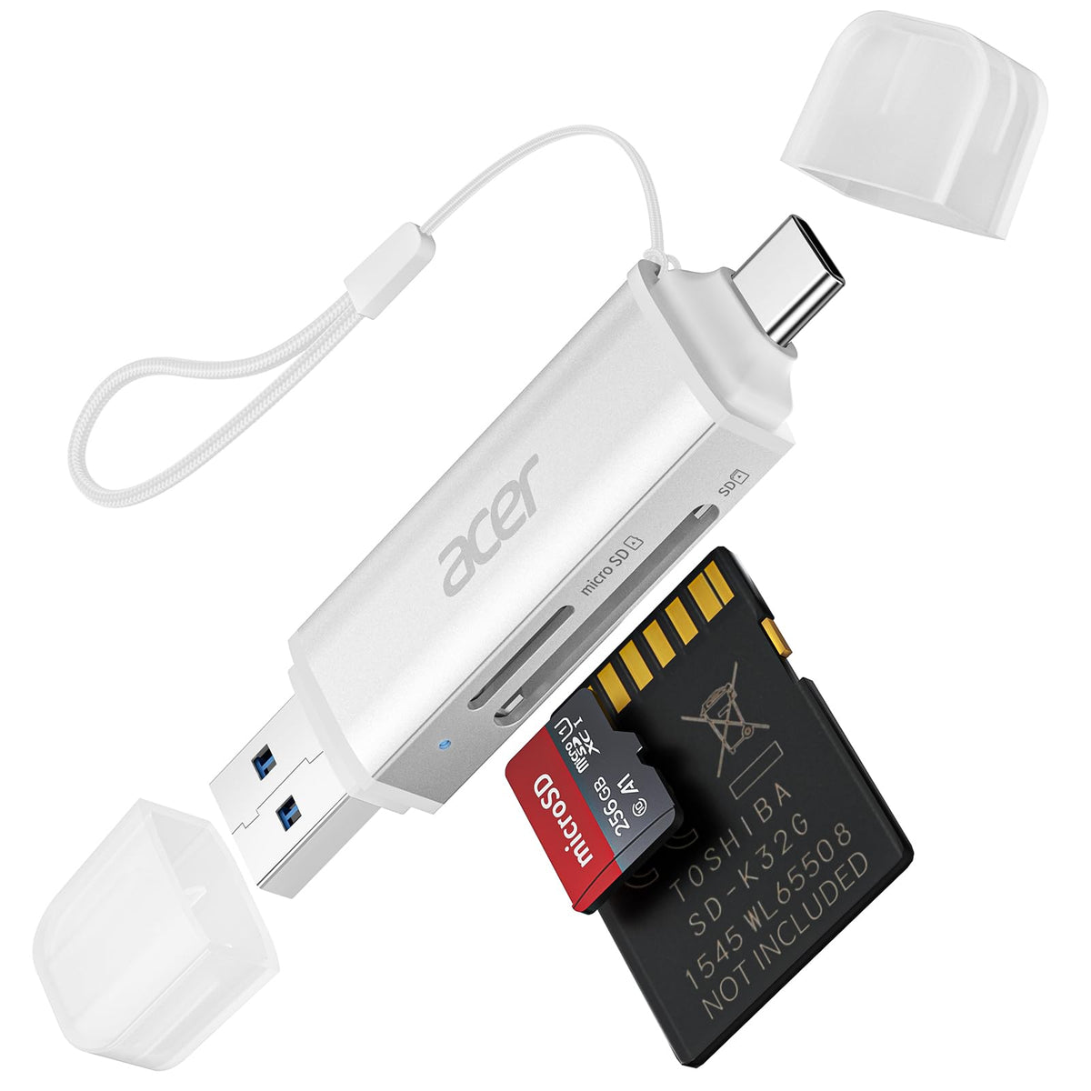 Acer SD Card Reader, USB C & USB 3.0 Memory Card Reader Adapter, Black