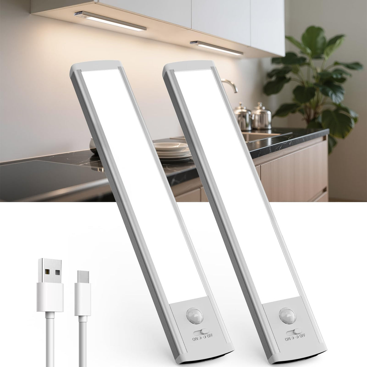 20cm Under Cabinet Kitchen Lights, Motion Sensor Lights Indoor