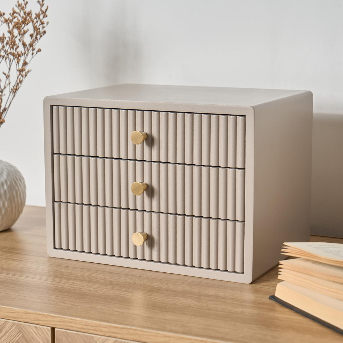 OHS Ribbed Desktop Drawers Organiser Freestanding Tabletop Cabinet Storage Unit