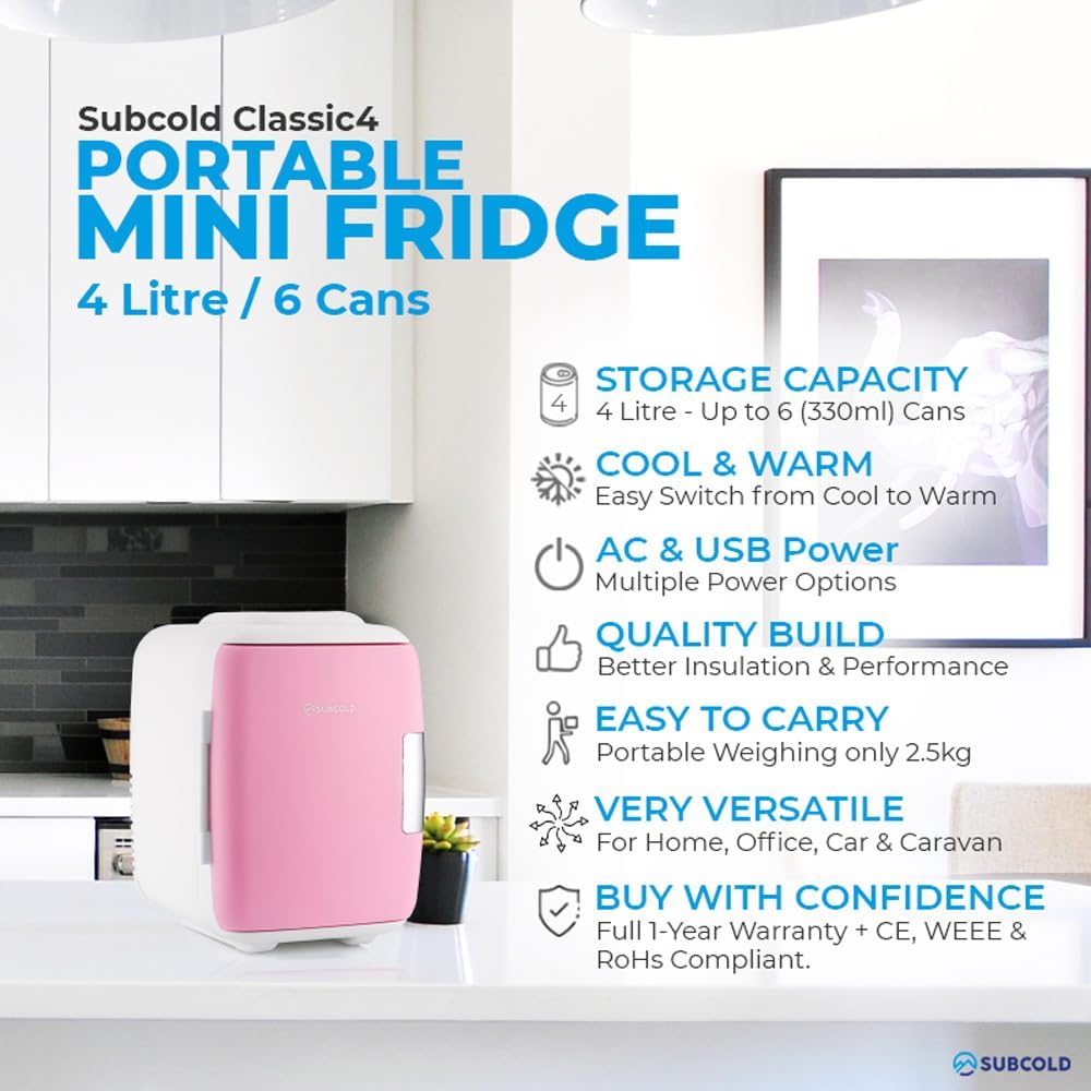 Subcold Classic4 Mini Fridge | 4L | Cooler & Warmer | AC & USB