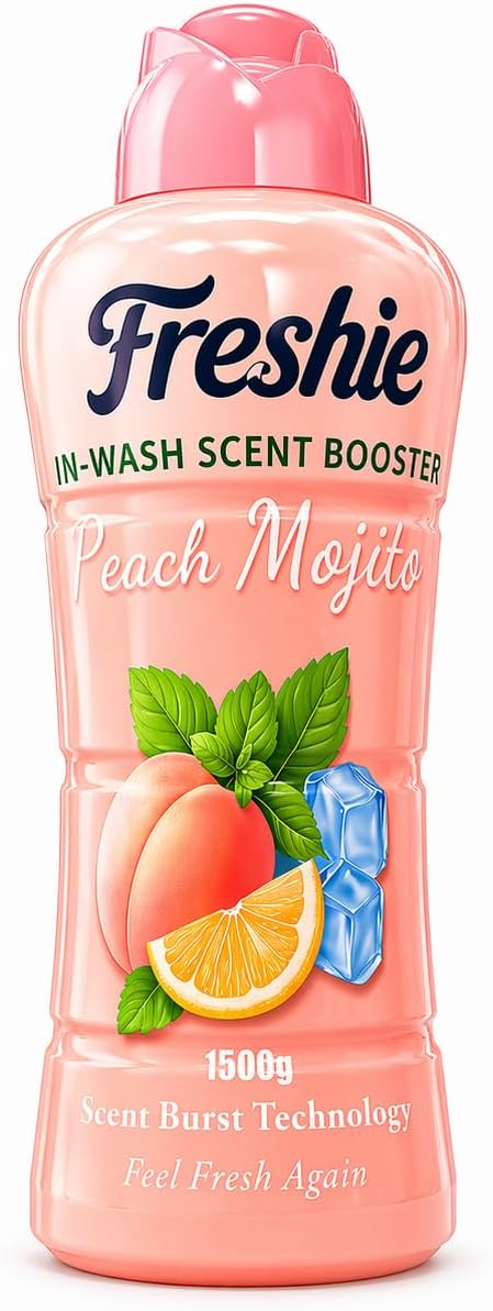 Freshie Scent Booster Laundry Beads 1500g, Peach Mojito Scent, In-Wash Scent Booster for Freshness Long-Lasting Fragrance, Up to 100 Washes, Granules