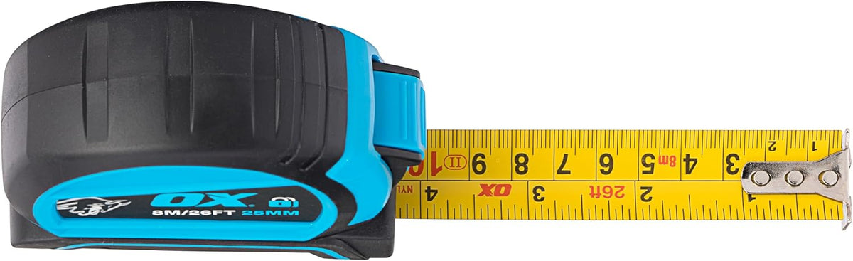 OX Pro Dual Auto Lock Tape Measure Twinpack - 8m, Magnetic End Hook