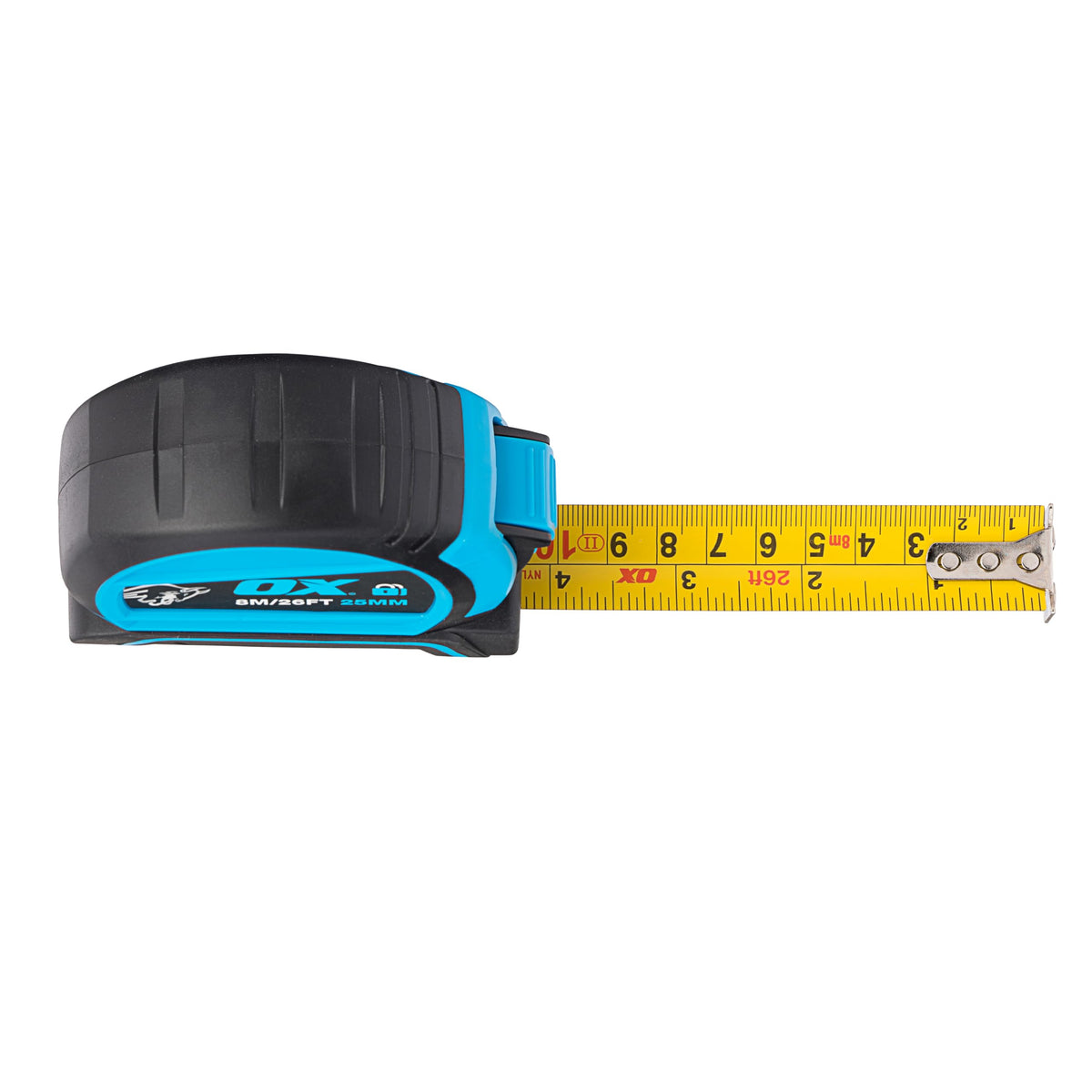 OX Pro Dual Auto Lock Tape Measure Twinpack - 8m, Magnetic End Hook