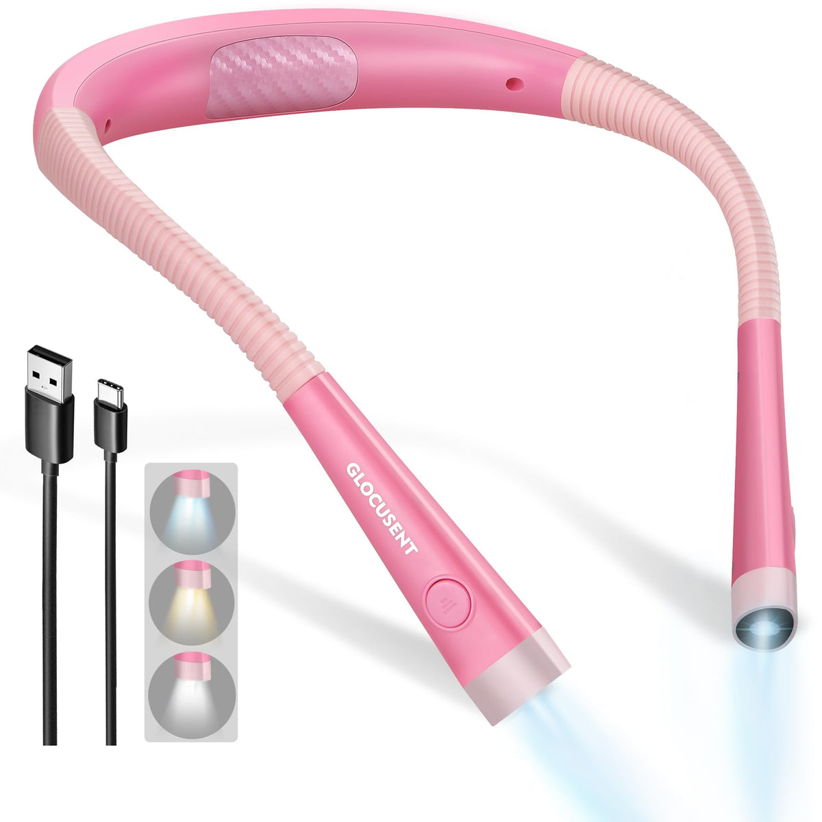Glocusent Reading Light, Original LED Neck Lights 3 Colors 6 Brightness