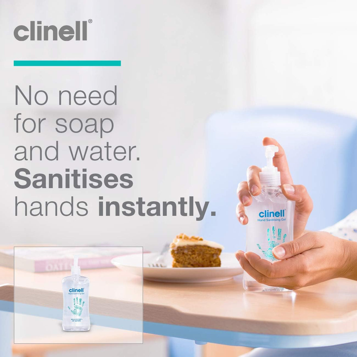 Clinell GCIHS500 Hand Sanitiser Gel - Dermotologically Tested, Kills 99.99% of Germs, Quick and Kind to Skin, No Stickiness - 500ml bottle