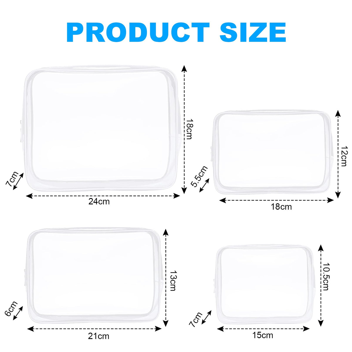 Aucuu Clear Toiletries Bag, 3 Pack PVC Waterproof Toiletries Carry Pouch, TSA Approved Travel Toiletry Bag with Zipper, Multi-Size Cosmetic Makeup Bags for Men, Women and Kids - Travel Business