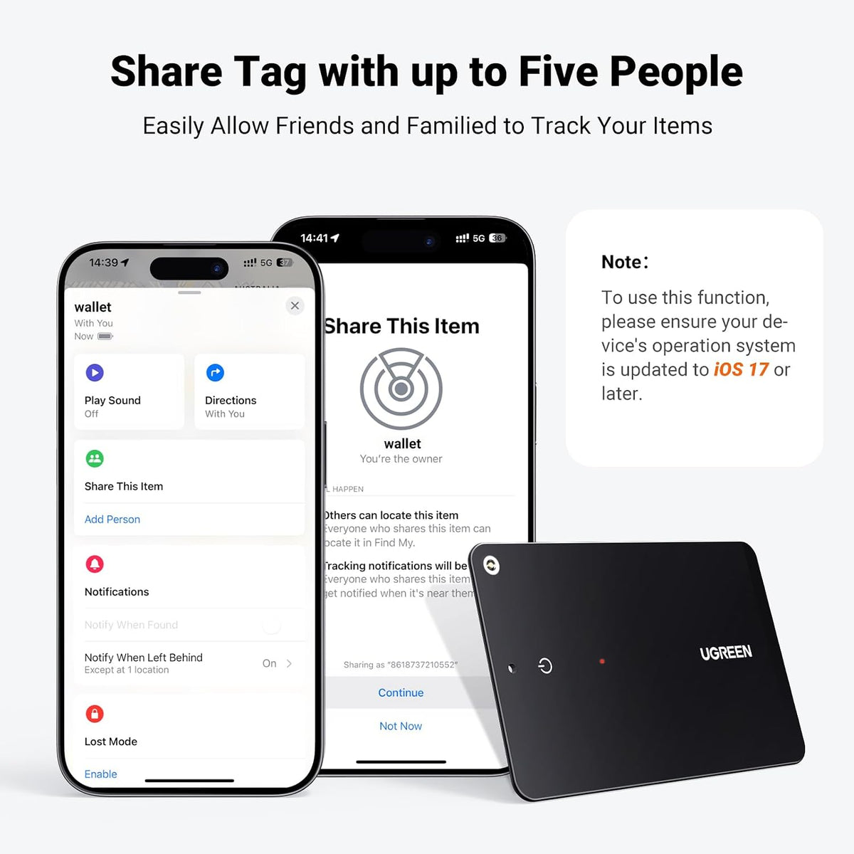 UGREEN FineTrack Slim Wallet Tracker for Apple Find My (iOS only), 1.7mm
