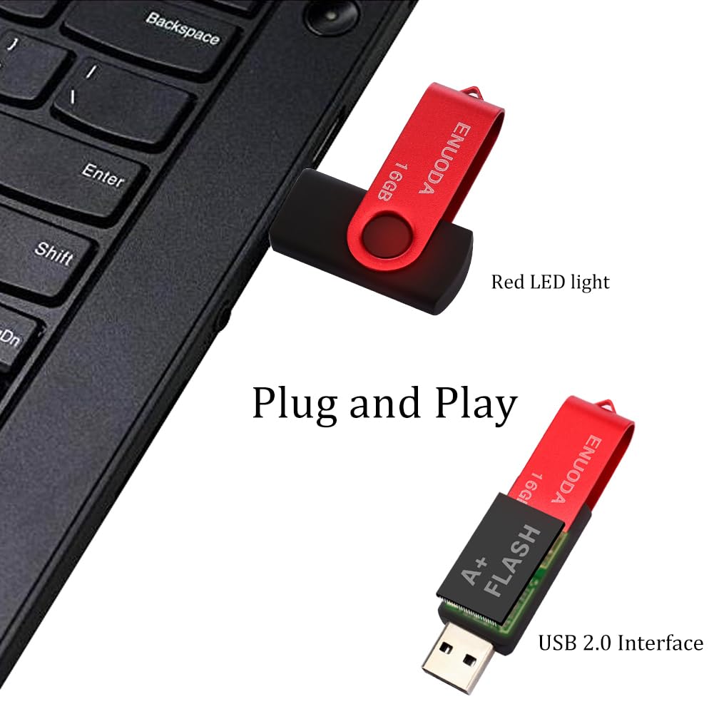 ENUODA Memory Stick 128GB USB 2.0 Flash Drives Swivel Design Storage Thumb Drive Pen Drive (Black)