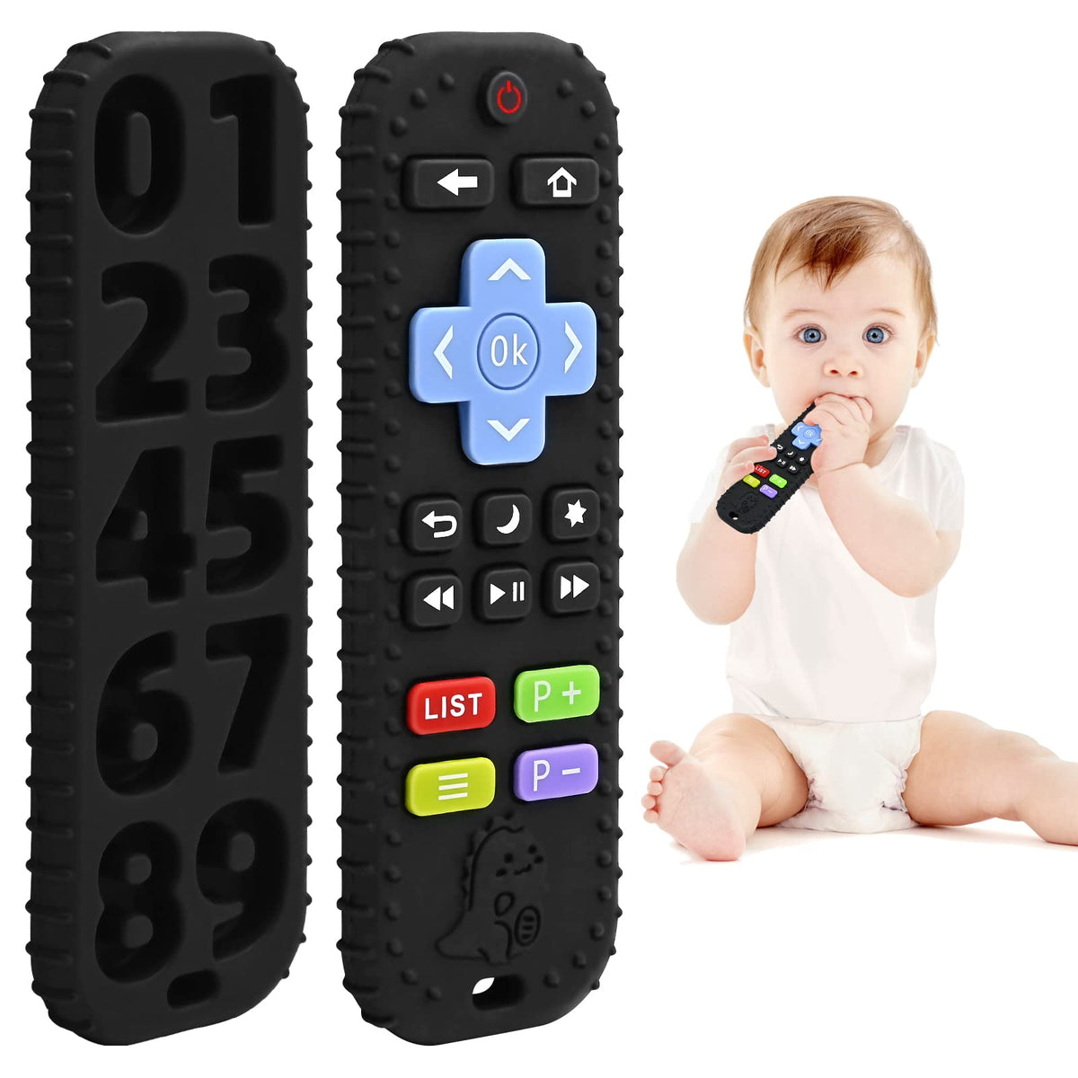 AiTuiTui Baby Teether for Teething Relief Baby Toys 0 3 6 9 12 Months, Sensory Silicone Remote Control Baby Teether Toy for Babies Newborn Infant Boy Girl Autism Toys for Baby Gifts