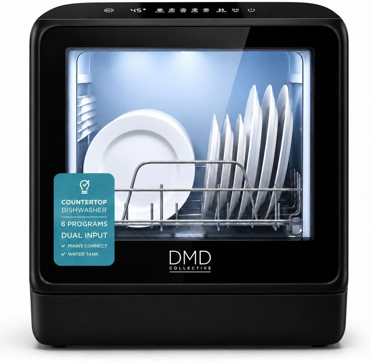 DMD Collective - 5L Table Top Dishwasher, Compact Mini Dishwasher, Black