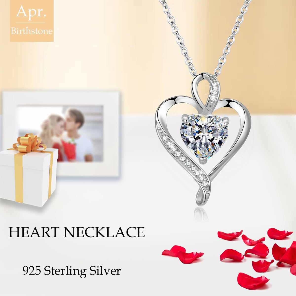 LAVUMO Heart Necklace for Women 925 Sterling Silver Love Pendant Jewellery