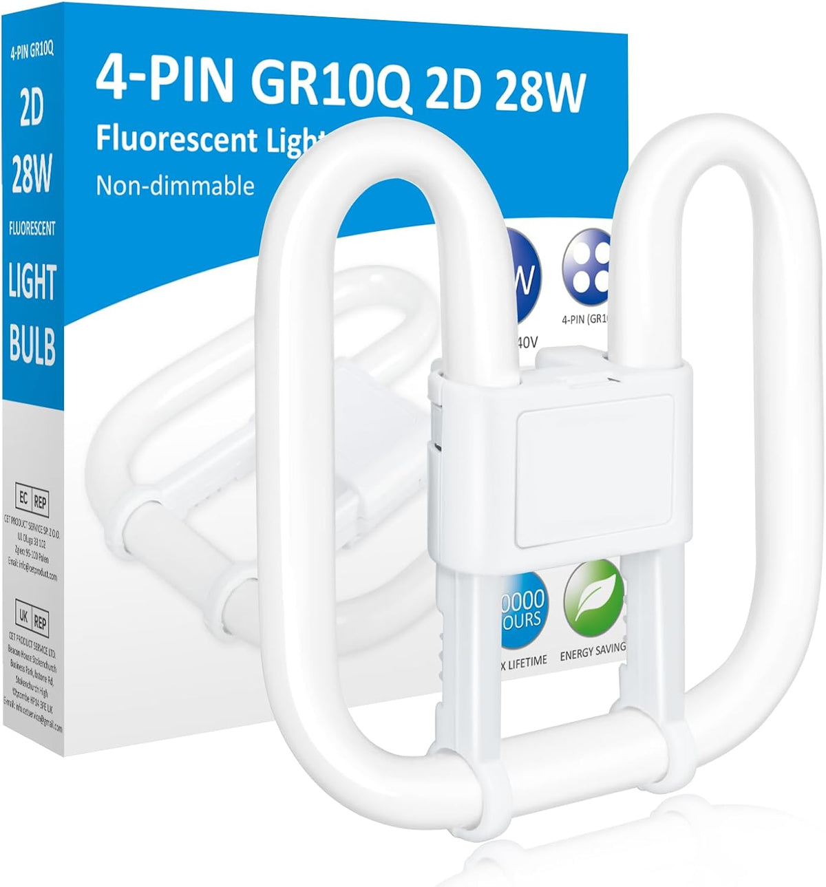 Ddlisu GR10q 4 Pin Light Bulb 28W 3500K Warm White, 1 Pack