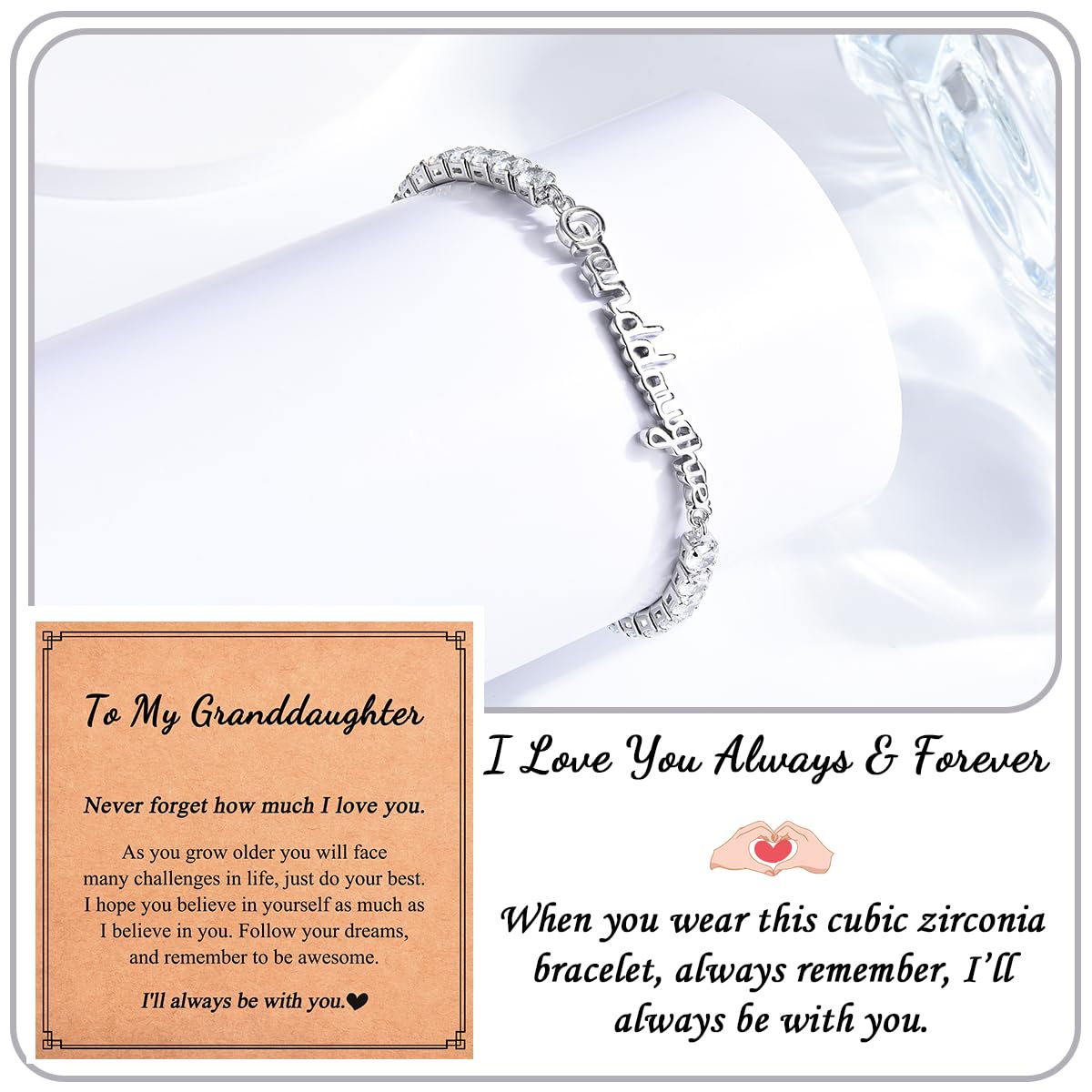 Birthday Gifts for Women Girls, Sparkling Cubic Zirconia Tennis Bracelet Gifts, Christmas Mothers Day Graduation Presents for Her