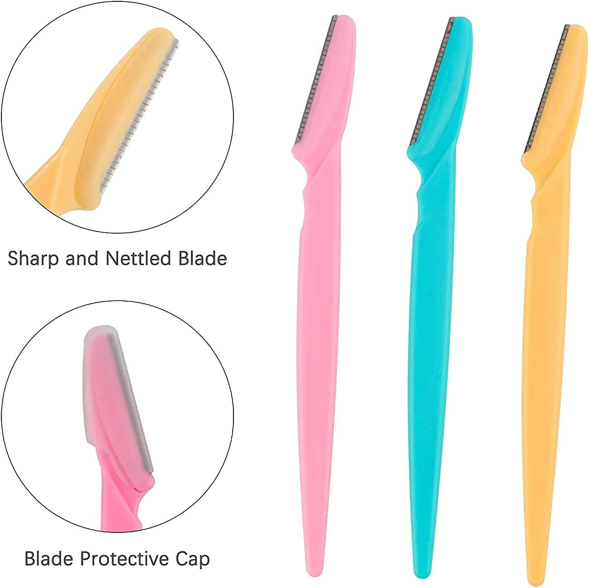 DDSHUN Eyebrow Razors Eyebrow Razors Shaper Trimmer Shaver Facial Hair Remover Exfoliating Dermaplaning Tool with Precision Cover Cosmetic Exfoliating Makeup for Women and Men - 24PCS