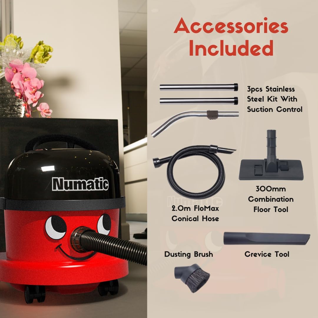 Numatic NRV240-11 Henry Vacuum Cleaner 620W 9L Commercial Dry Red - 3 Years Warranty - 2026 Model