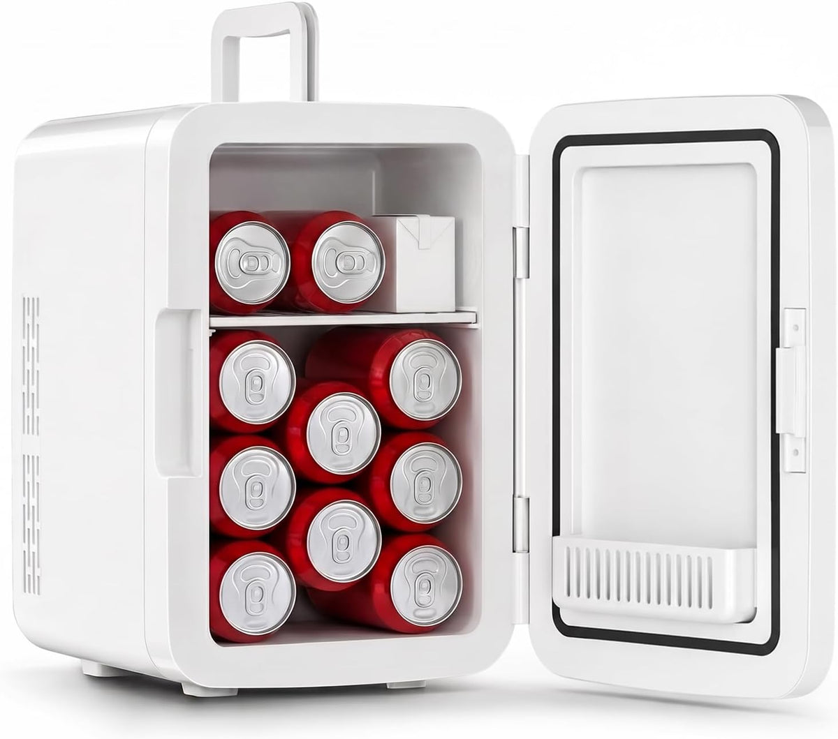 YASHE Mini Fridge, 10 Liter/12 Cans Small Fridgerator for Bedroom, AC/DC Thermoelectric Cooler and Warmer for Skincare Drink Office Dorm Car, White