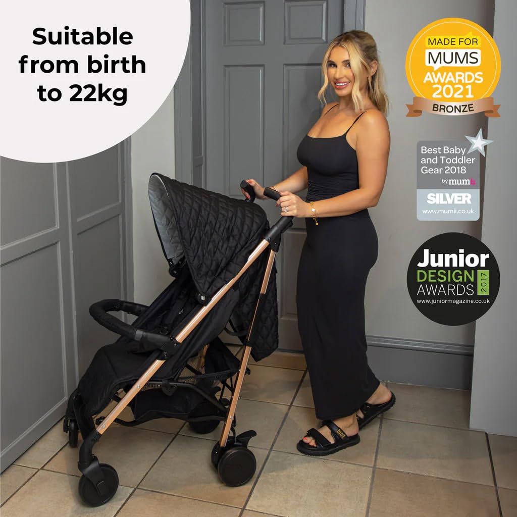 My Babiie MB51 Stroller – from Birth to 4 Years (22kg), Lightweight, Umbrella Fold, Travel Buggy for Toddlers, Pushchair Includes Footmuff, Cup Holder, Rain Cover - Blush Pink