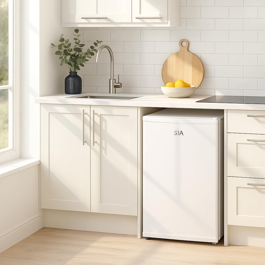 SIA UCF50GR Freestanding Under Counter Freezer, 77L Capacity, 4* Freezer Rating, E Rated, 50cm Wide, Reversible Door, Grey, 2 Years Parts & Labour Guarantee