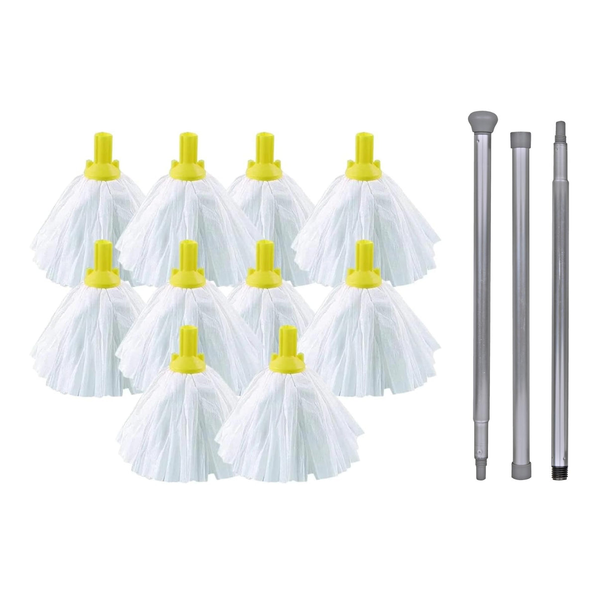 Avern Exel Mop Heads BIG White Push Socket Fit Mop Heads (Pack Of 10) Disposable Super Absorbent Heavy Duty Mops - Colour Coded - Robert Scott (Blue (10 Pack))