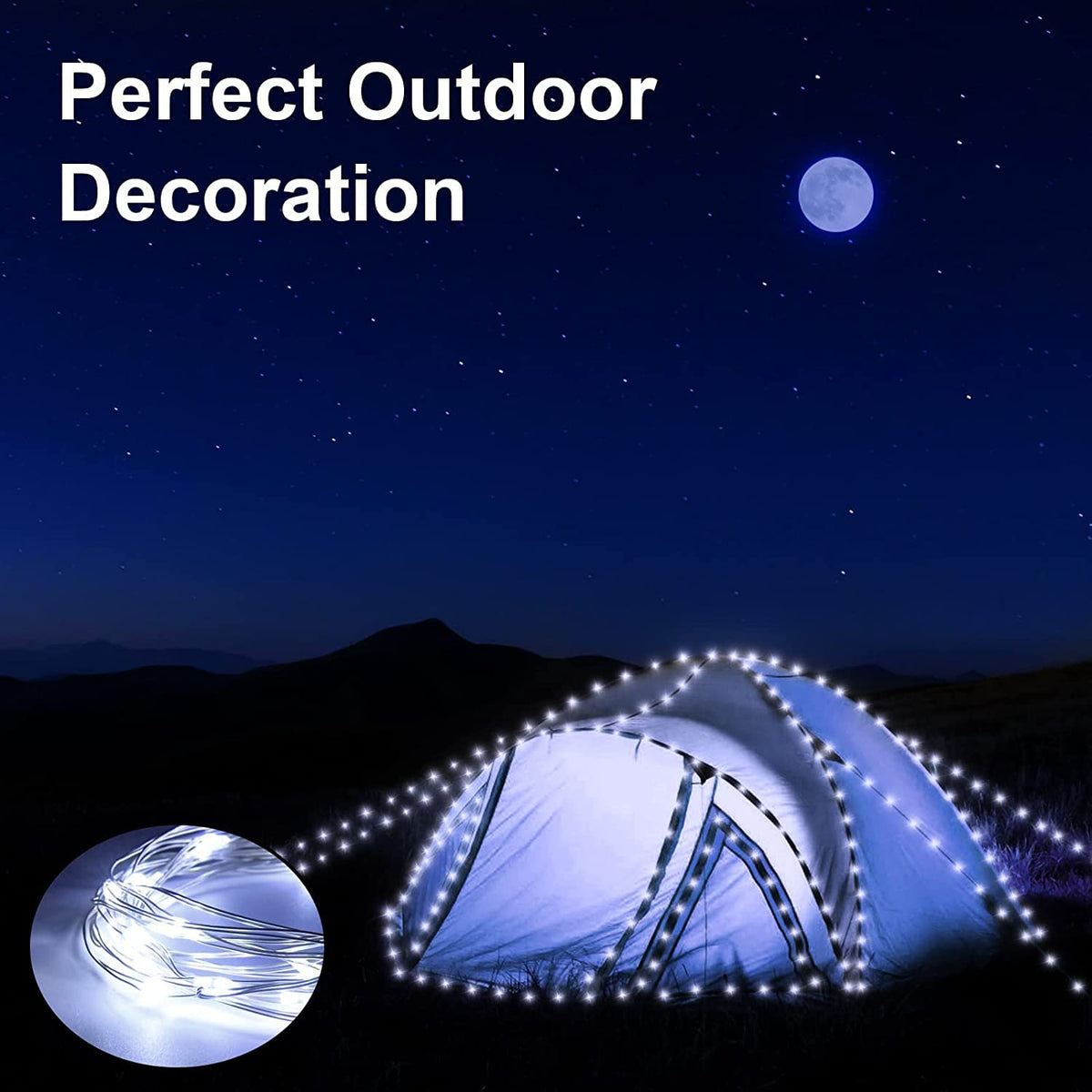 Gcstnn Garden Solar Lights Outdoor, 5M 50 LED Solar Fairy Lights, Copper Wire 8 Modes Waterproof String Lights for Yard, Christmas Tree, Bedroom, Gate, Indoor/Outside Decorations(Orange)