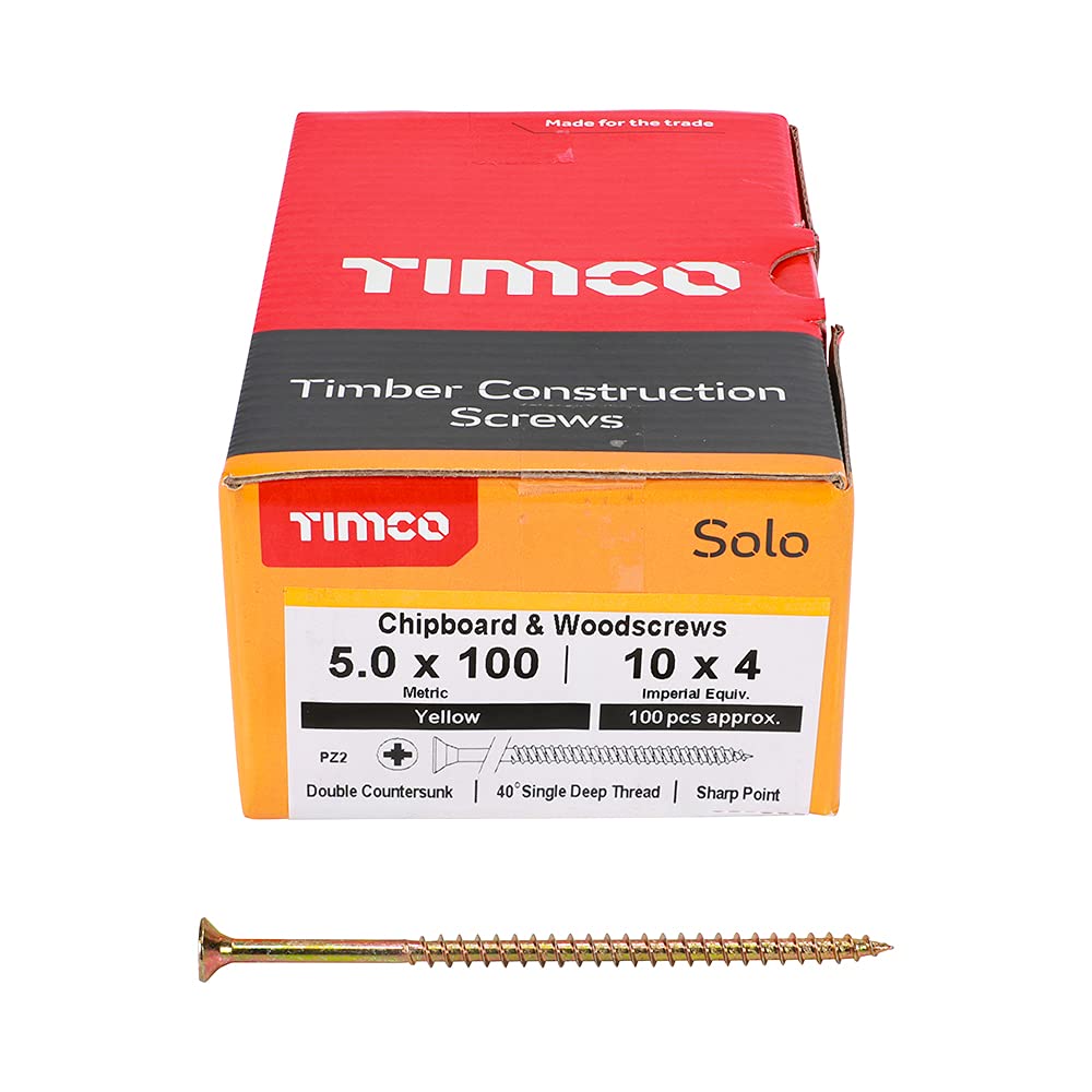 TIMCO Solo Chipboard & Woodscrews - Gold - 6.0 x 90mm - 60090SOLOC