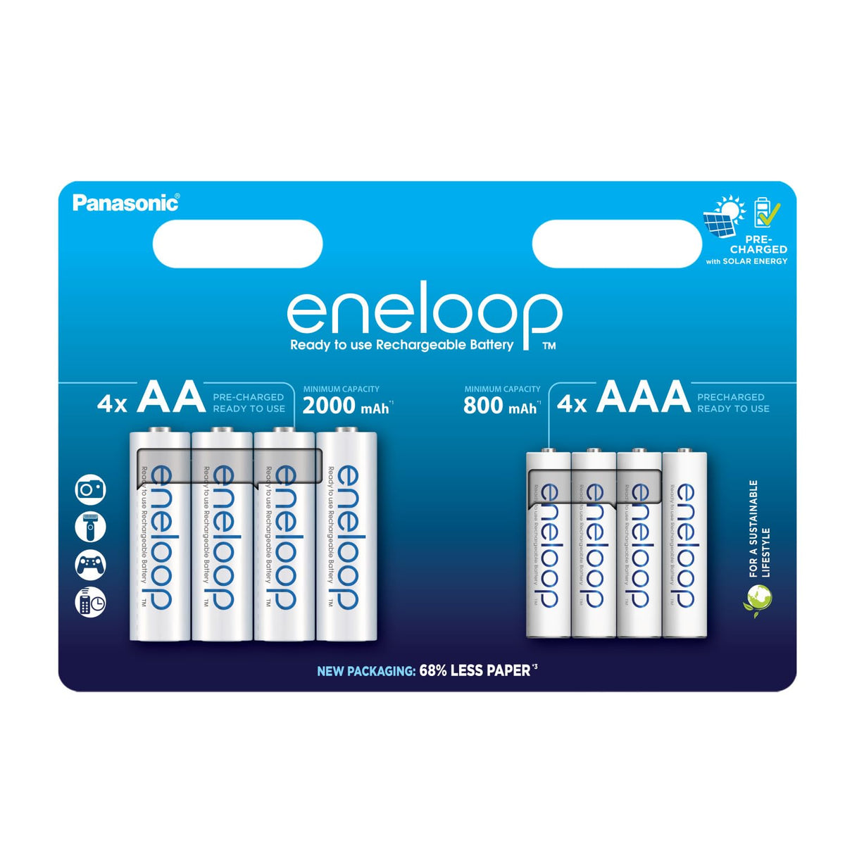 eneloop Rechargeable AAA Batteries (8 Pack) 800 mAh NiMH
