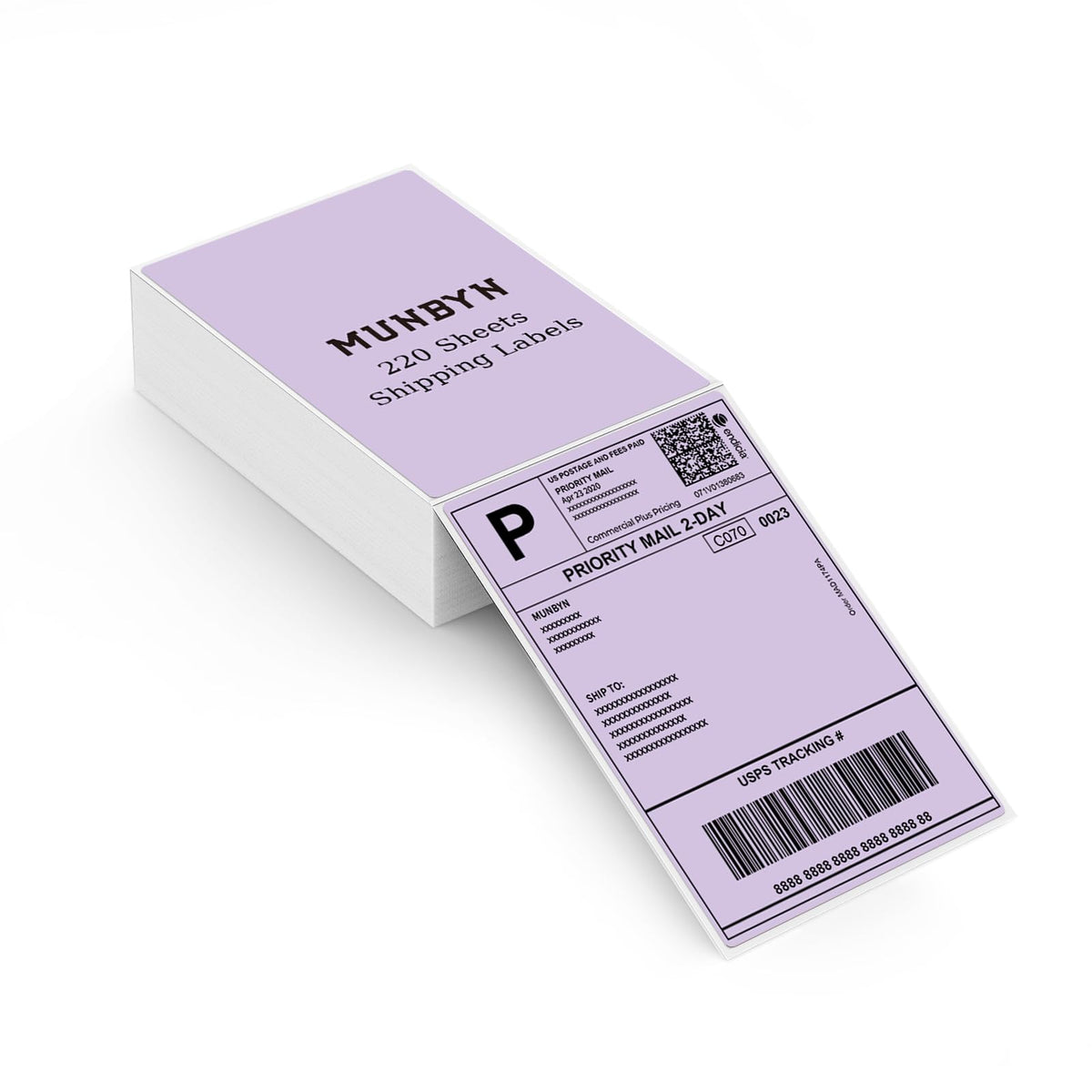 MUNBYN 4x6 Direct Thermal Labels, Fanfold Shipping Label Paper for Thermal Printer, Pack of 1000 Permanent Adhesive Labels for Shipping Packages