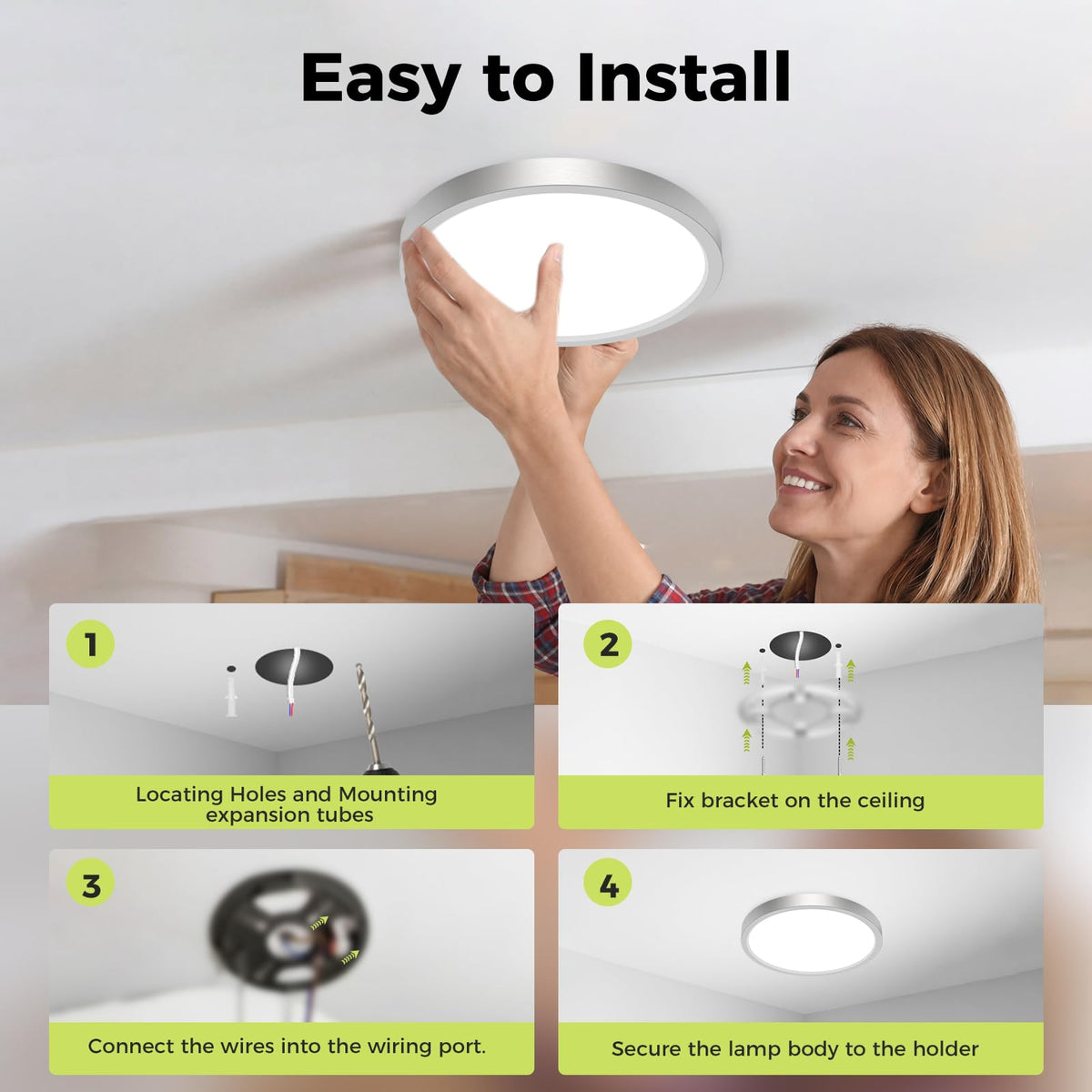 hepside 2 Pack Bathroom Ceiling Light 30cm, 3000K/3500K/4000K/5000K/6500K 5CCT LED Ceiling Lights, 24W, Modern, Waterproof, Round Flush Mount for Bathroom, Kitchen, Bedroom, Hallway