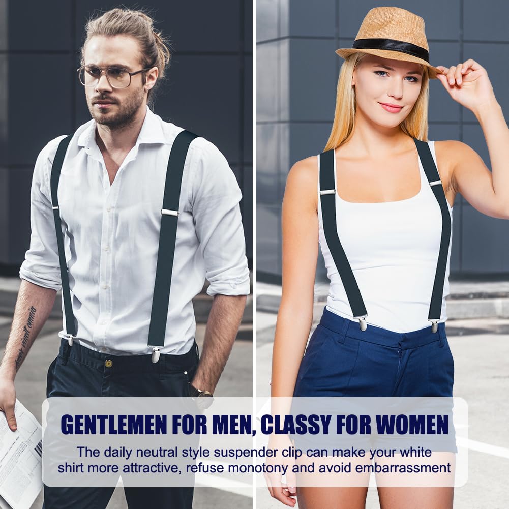Aomig Mens Braces, Mens Suspenders with Strong Metal Clips, 3.5cm Wide Heavy Duty Suspenders for Men Women Business Wedding Casual