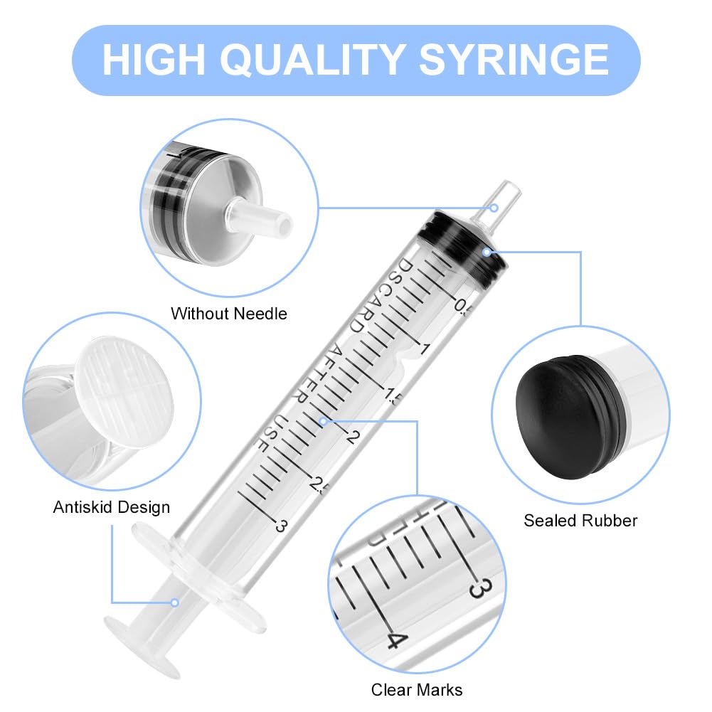 OFFCUP Plastic Syringes, 8pcs No Needle Syringe, 10ml Liquid Measuring Syringe with Luer Slip Tip for Refilling and Measuring Liquids, Scientific Labs Experiment, Feeding Pets (No Needle)