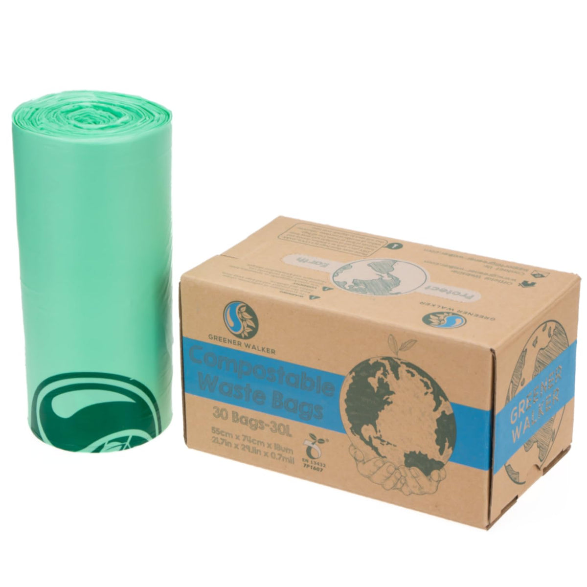 Greener Walker 6L-150Bags 100% Compostable Biodegradable Bin Liners 6L/10L/30L Food Waste Bags with EN13432 Certificate Caddy Kitchen Bin Liners