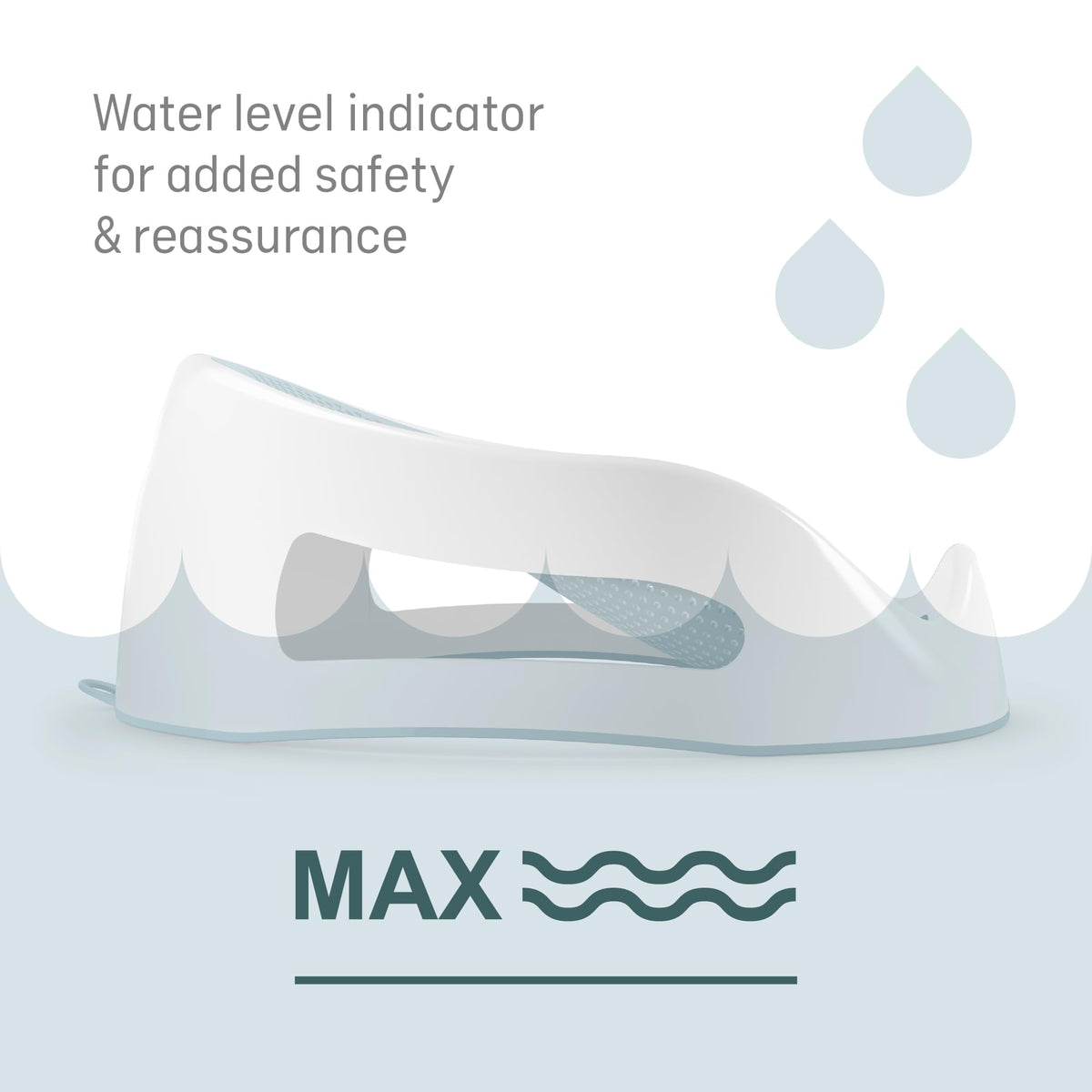 Angelcare Soft Touch Baby Bath Support -Grey- Water Level Indicator, Non-Slip, Comfortable & Safe for Newborns & Infants up to 6 Months
