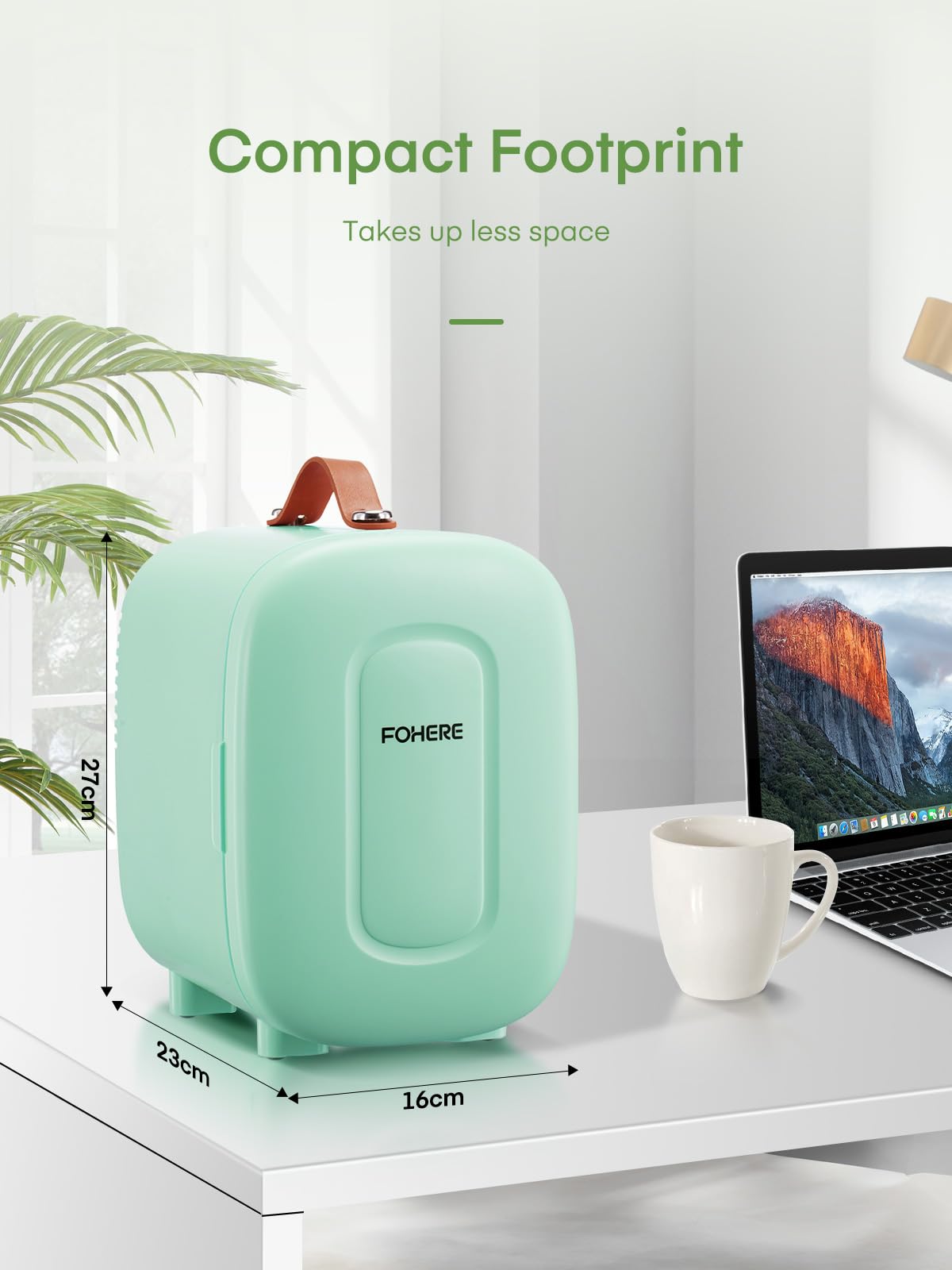 FOHERE Mini Fridge Portable, 5 Liter/6 Cans Small Fridge Cooler & Warmer, Quiet, DC/AC Power, Cmpact Mini Fridge for Bedrooms, Office, Skincare, Car, Travel, Black