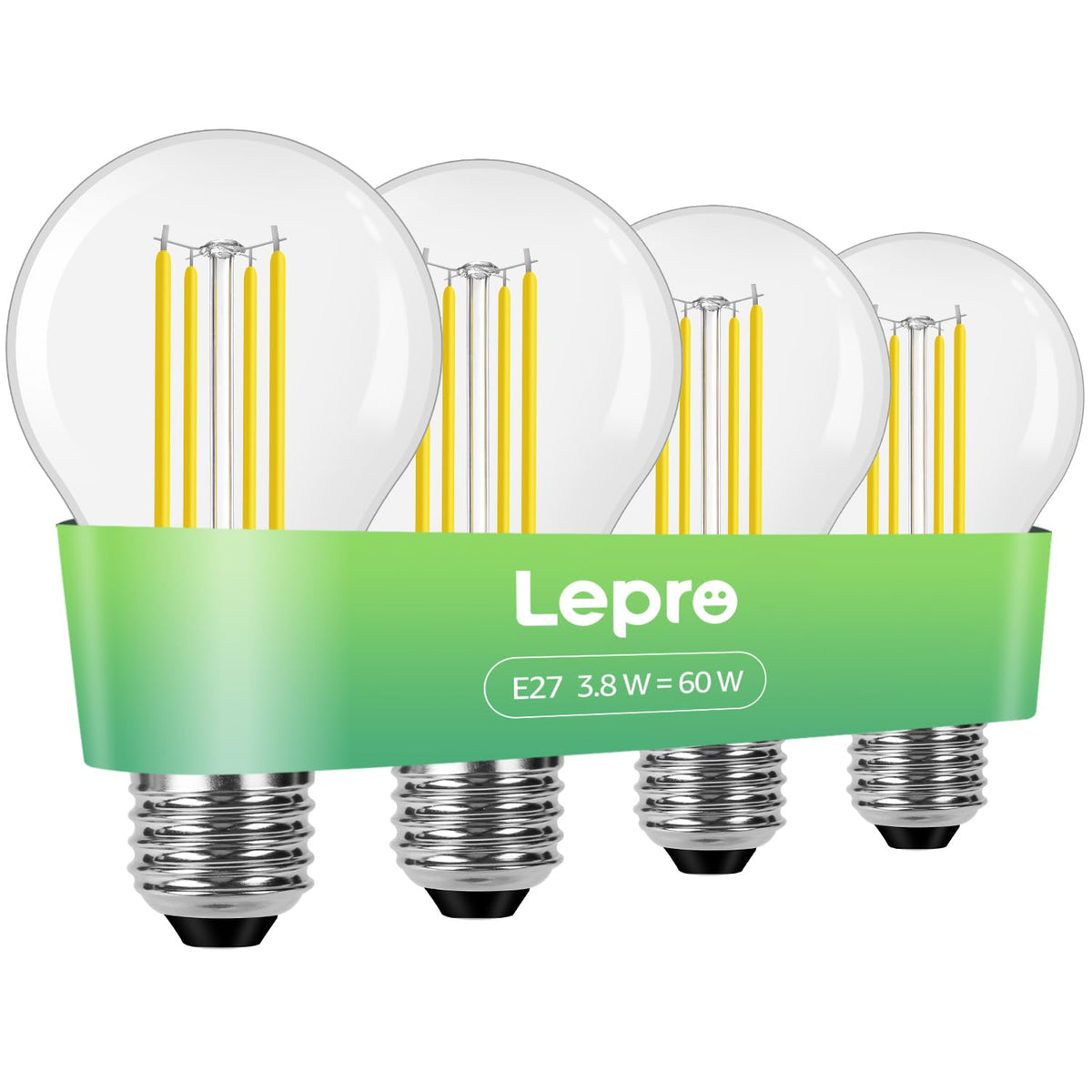 Lepro E27 Screw Bulb A-Rated, 3.8W = 60W, 806lm, 2700K Warm White,Pack of 2